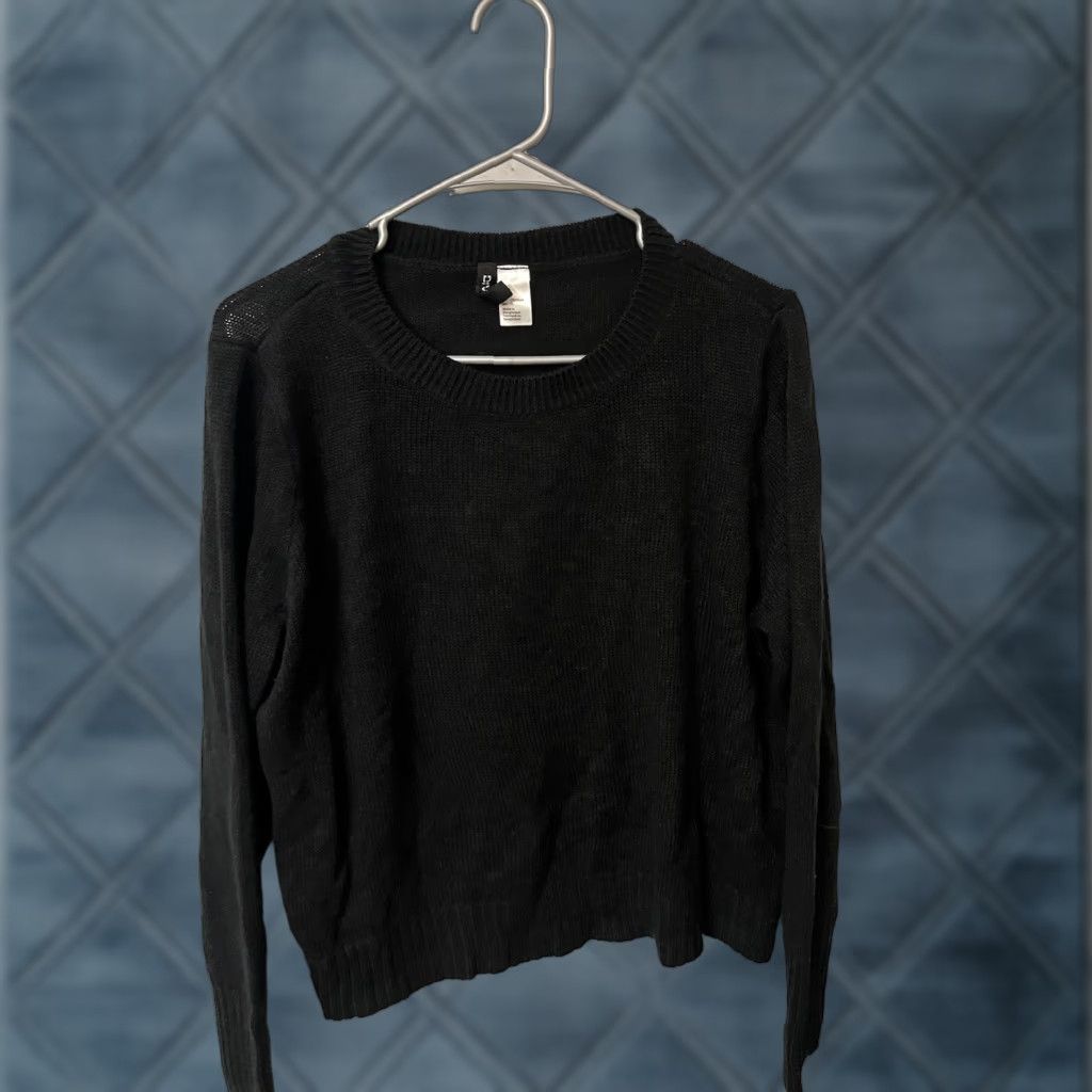 H&M VINTAGE H&M Divided Sweater Pullover Long Sleeve Crew Neck Knit Heathered Black Women L Size L / US 10 / IT 46 - 1 Thumbnail