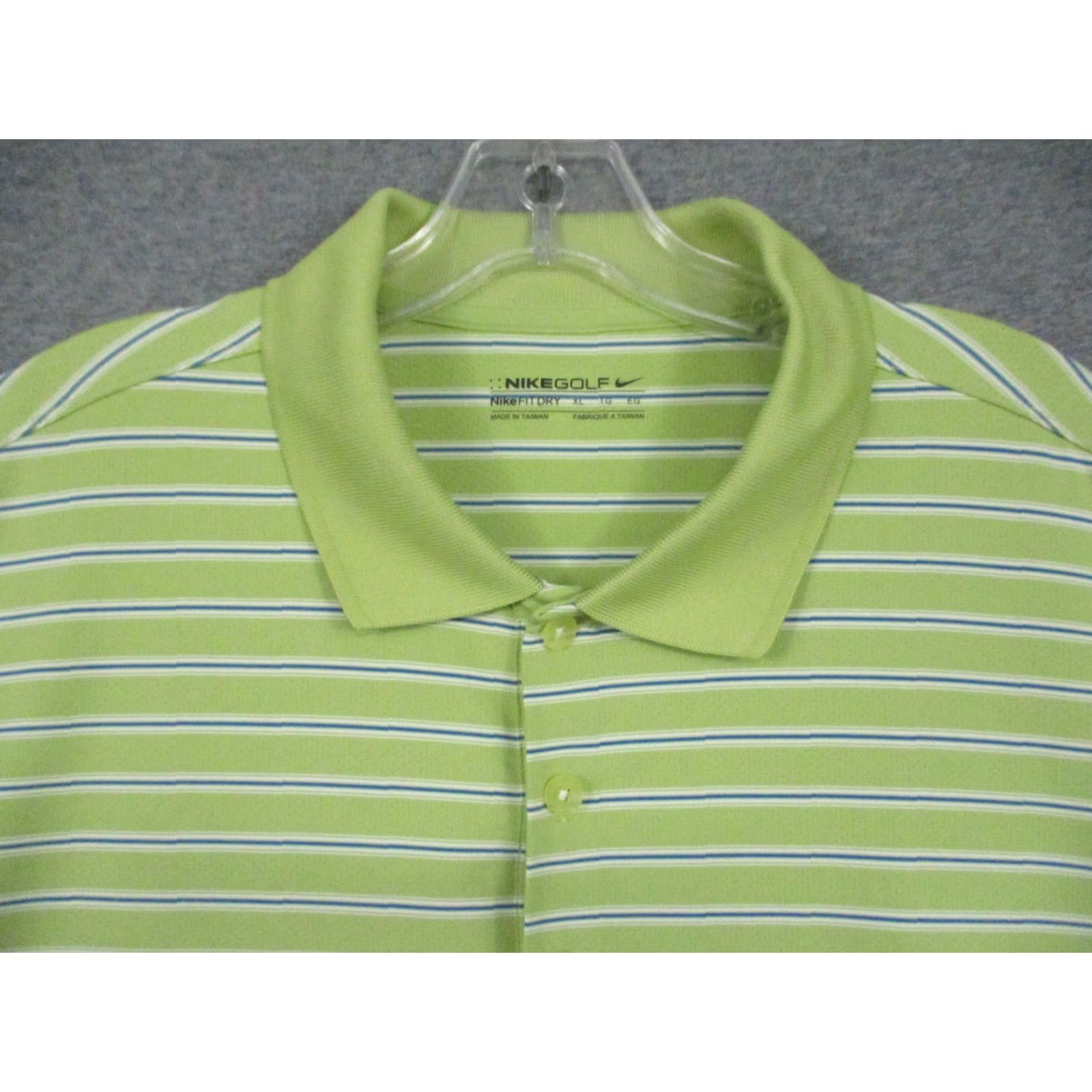 Nike Nike Golf Polo Mens Dry Fit XL Green Striped Logo Stretch Short Sleeve Shirt Size US XL / EU 56 / 4 - 2 Thumbnail