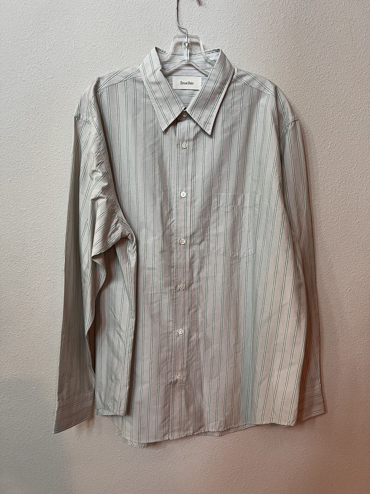 Other Ernie palo cotton silk shirt green grey size 50 Size US L / EU 52-54 / 3 - 5 Thumbnail