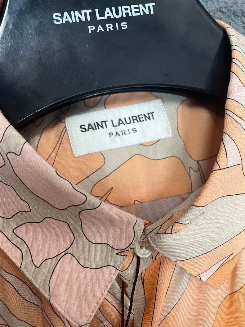 Saint Laurent Paris Saint Laurent Orange Floral Short Sleeve Shirt-2507 Size US M / EU 48-50 / 2 - 3 Thumbnail
