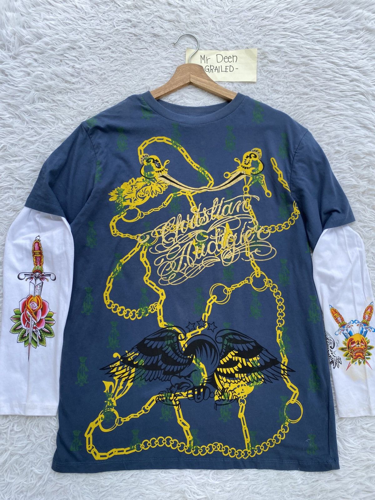 Christian Audigier Christian Audigier Men's M Long Sleeve Graphic Skull Tee Size US M / EU 48-50 / 2 - 7 Thumbnail