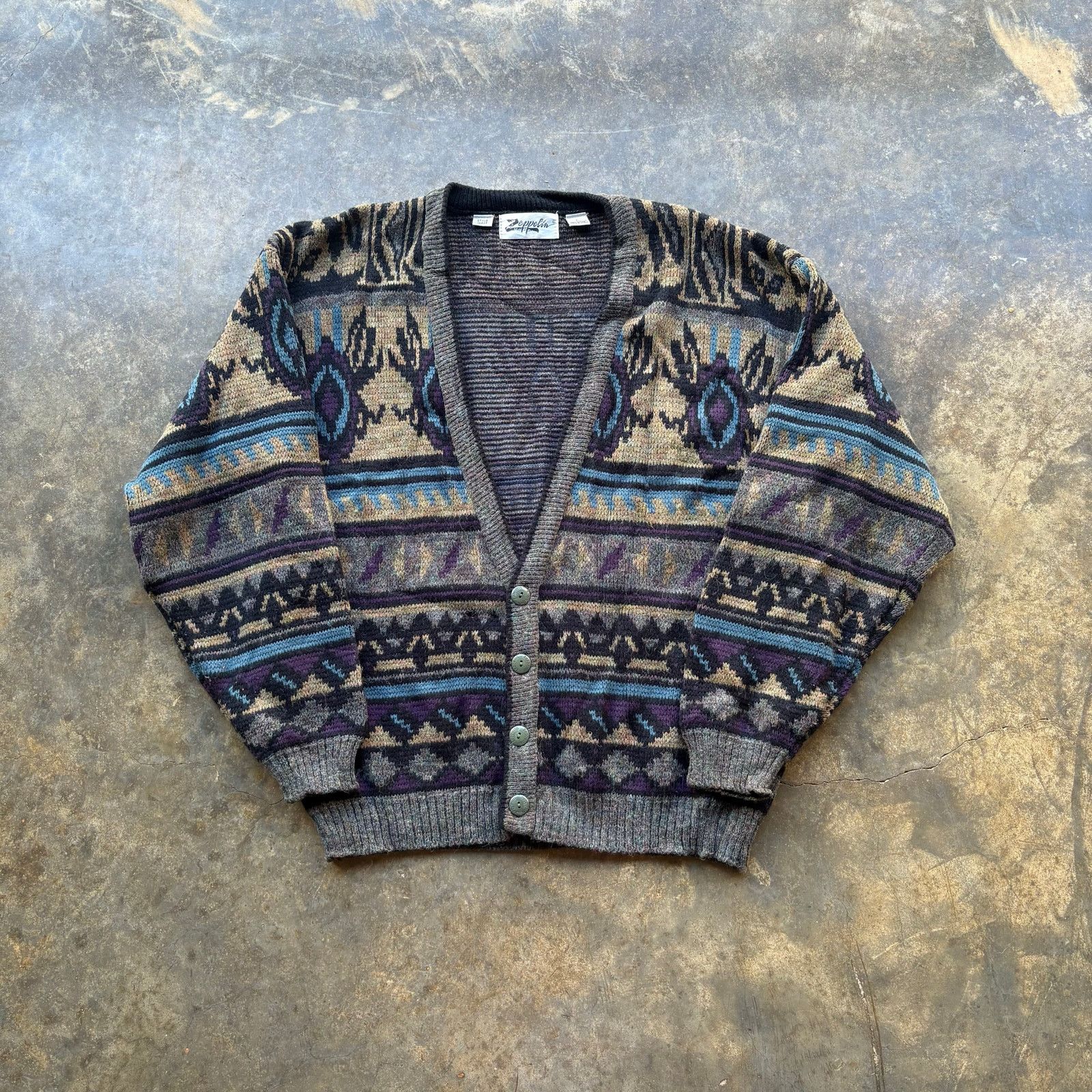 Vintage Vintage 90's Zeppelin Soft Cardigan Cobain Style Size US L / EU 52-54 / 3 - 1 Thumbnail