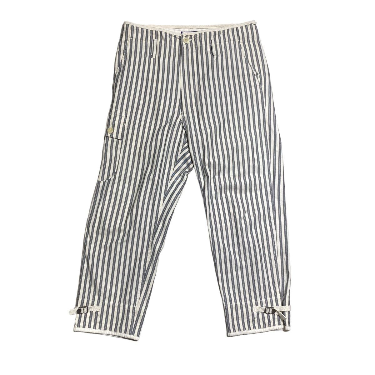Junya Watanabe Cropped Pants Striped Pattern Adjuster Cotton Gray Size US 33 - 1 Thumbnail