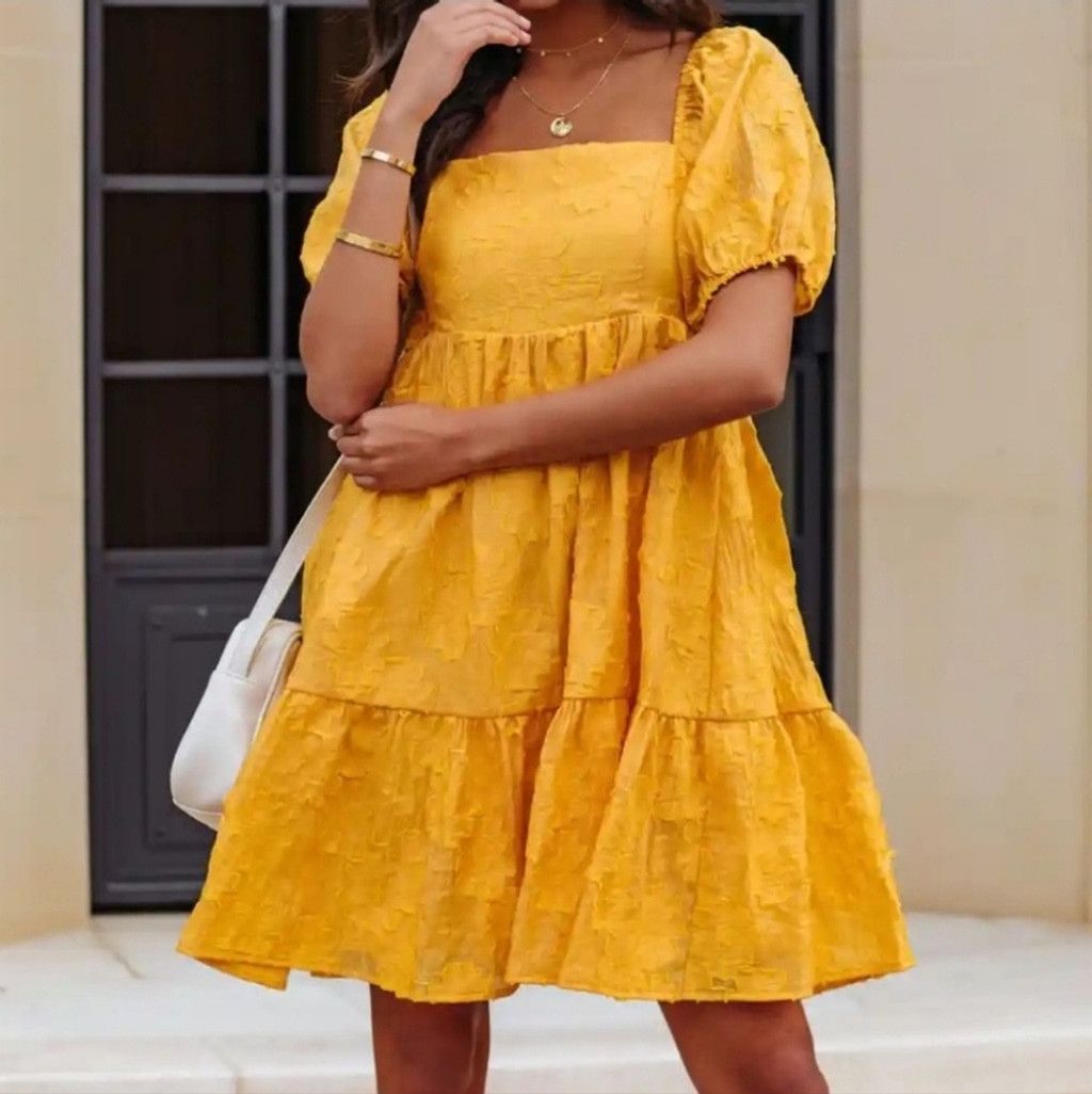 Other EUC Vici Picking Daisies Puff Sleeve Babydoll Mini Dress Size XS / US 0-2 / IT 36-38 - 3 Thumbnail