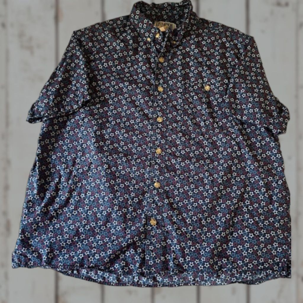 Vintage Duluth Shirt Mens XL Blue Red White Stars Button Up Short Sleeve Casual Relaxed Size US XL / EU 56 / 4 - 1 Thumbnail