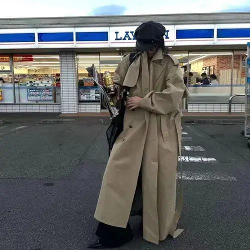 Japanese Brand Vintage khaki silhouette double-breasted long coat Size S / US 4 / IT 40 - 5 Thumbnail