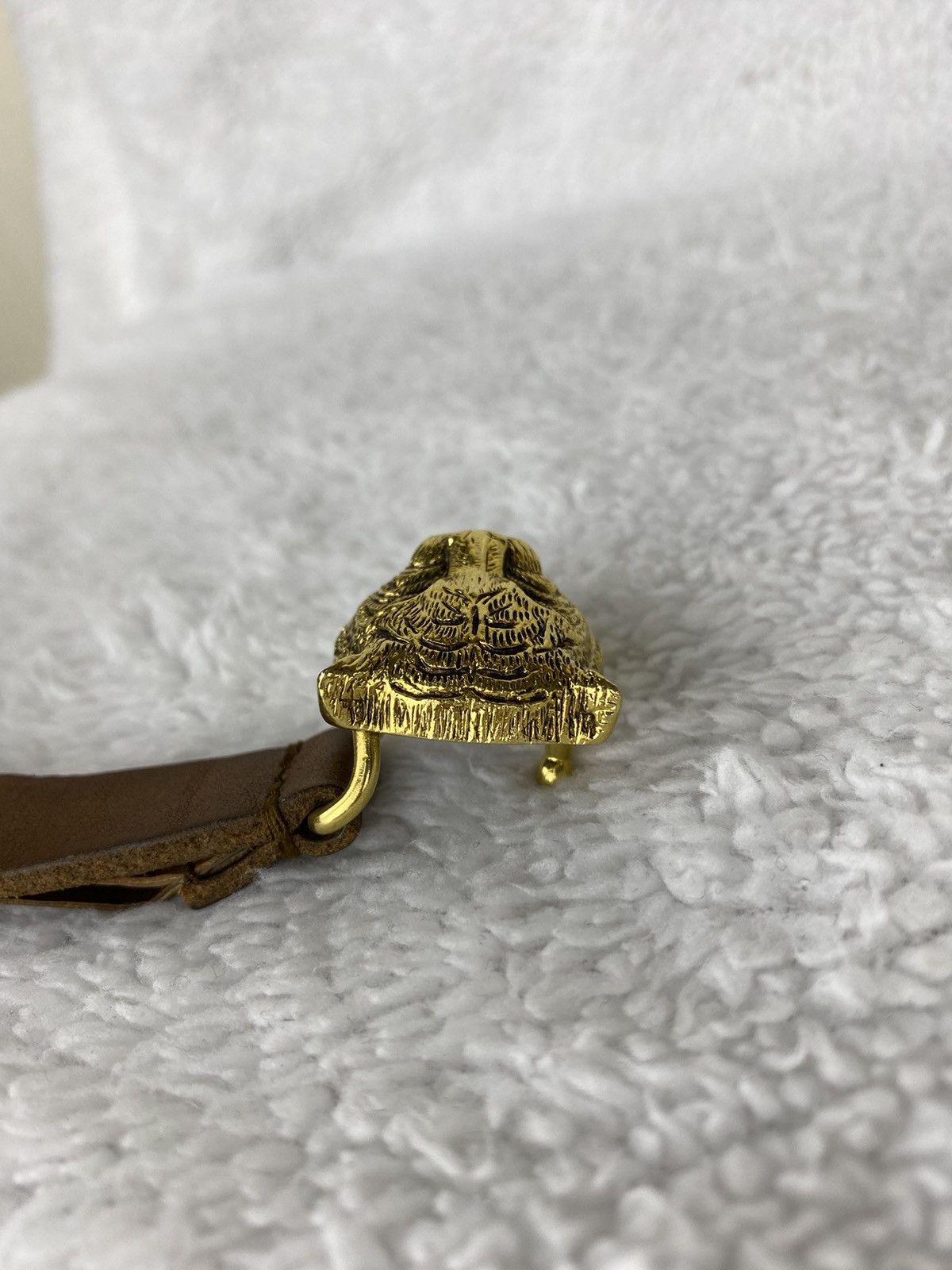 Gucci Authentic GUCCI Tiger Head / Feline Thin Brown Leather Belt Size 32 - 11 Thumbnail