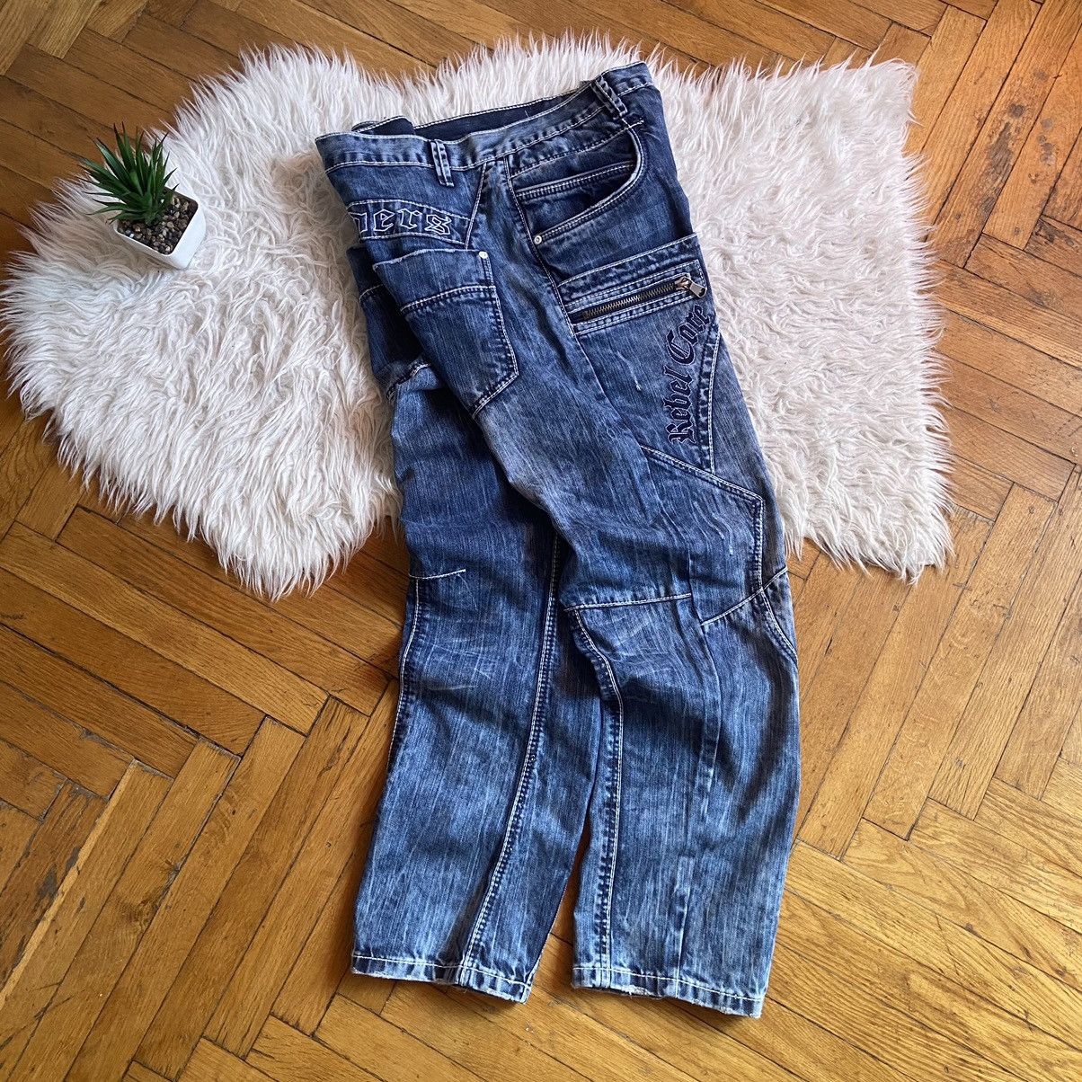 Rainbow 📌 Crazy Rainbow Y2K Avant-Garde Denim Jeans Size US 38 / EU 54 - 1 Thumbnail