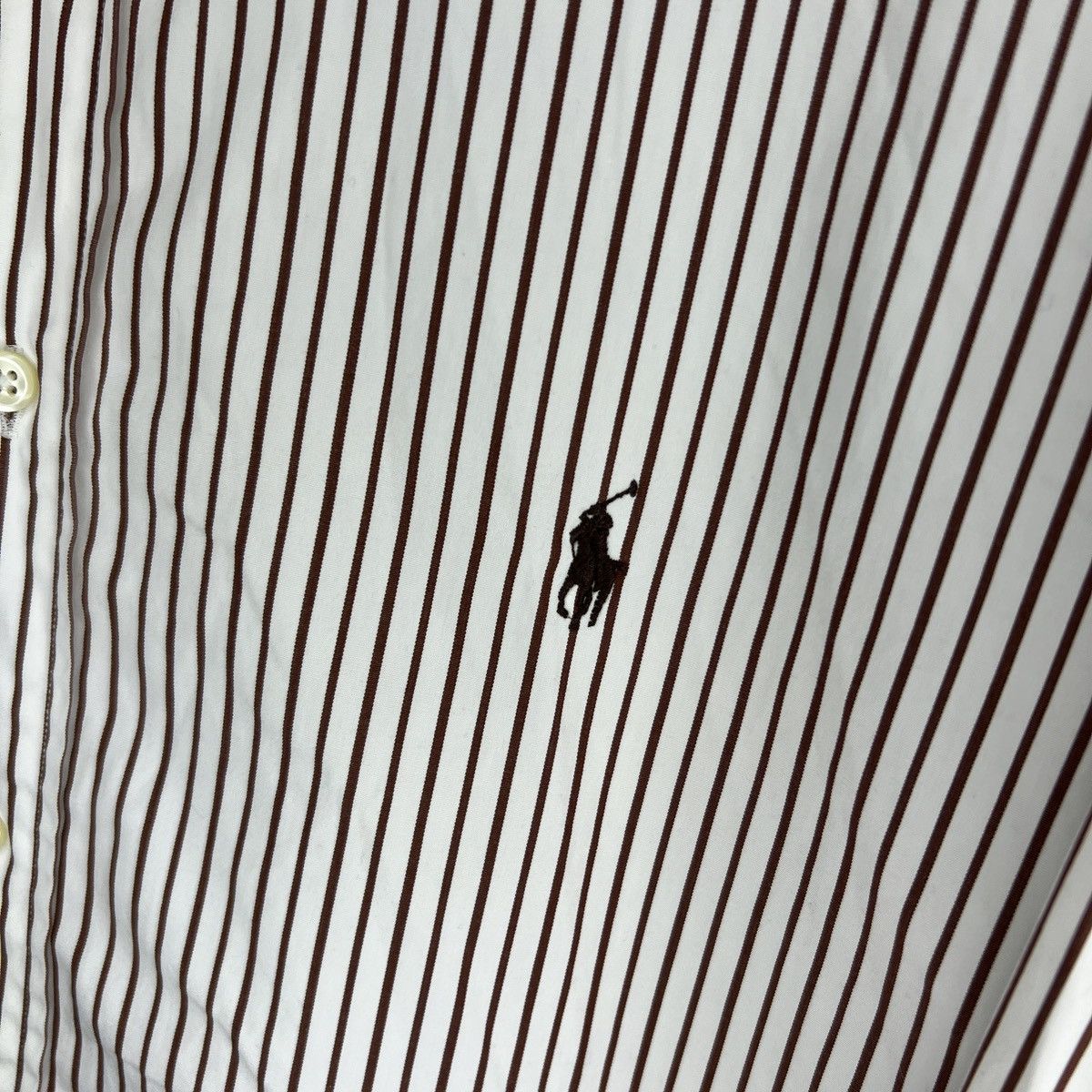 Polo Ralph Lauren × Ralph Lauren × Vintage Polo Ralph Lauren Striped White Brown Vintage Shirt Size XL Size US XL / EU 56 / 4 - 5 Thumbnail