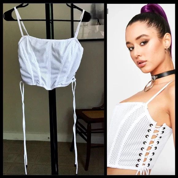 Current Mood Current Mood Lace Up Mesh Bustier Corset Crop Top Dollskill Size M / US 6-8 / IT 42-44 - 3 Thumbnail