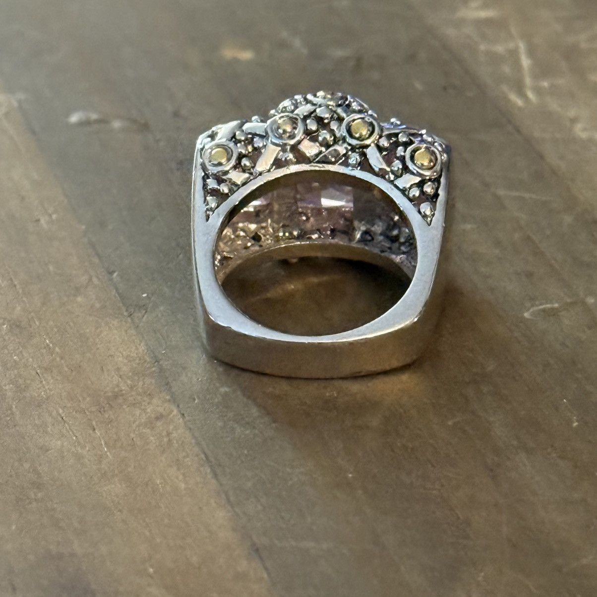 Vintage Vintage 18KGE white gold pink gemstone statement ring Size ONE SIZE - 8 Thumbnail