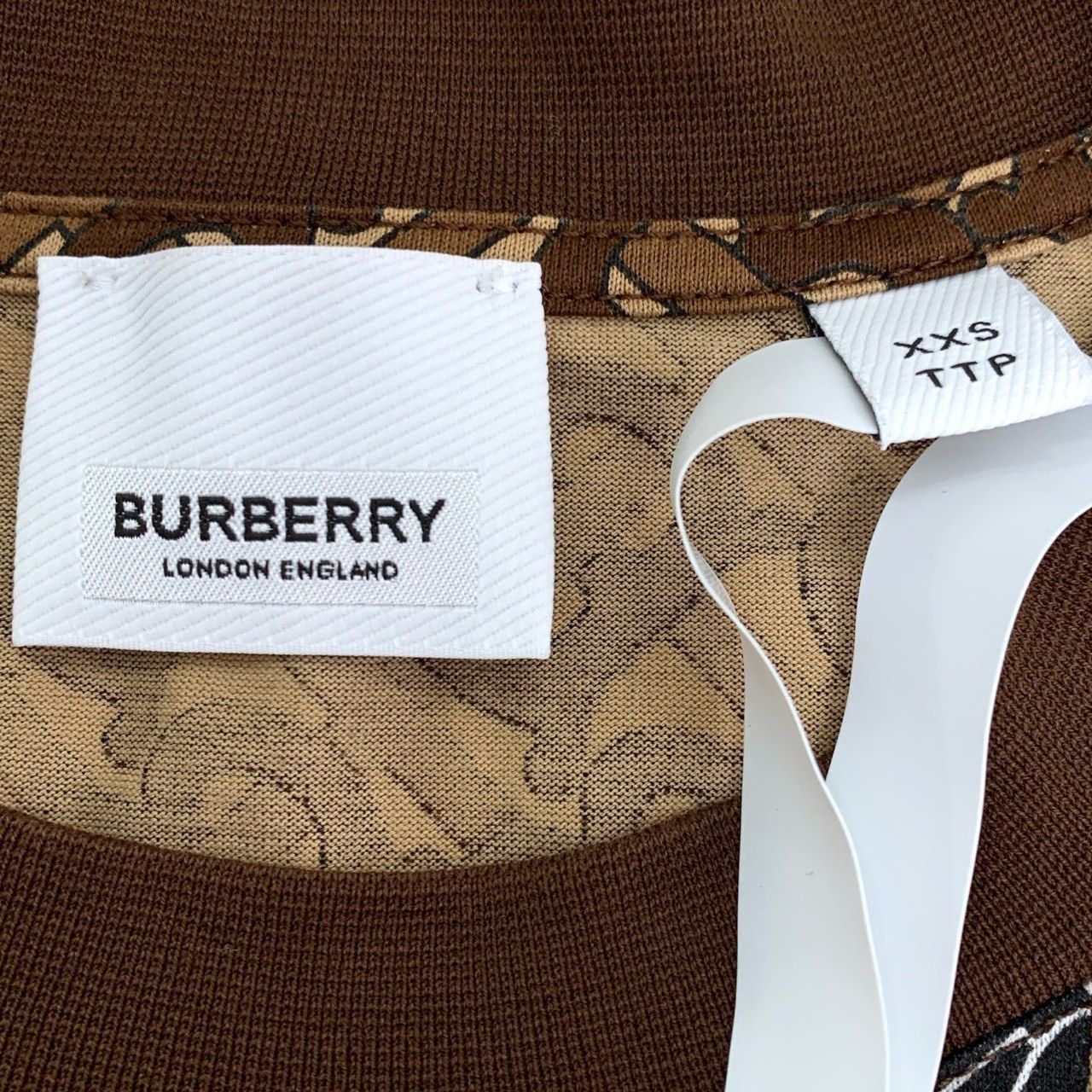 Burberry Burberry Logo Monogram Full Print Round-Neck Brown Cotton T- Size US XXS / EU 40 - 3 Thumbnail