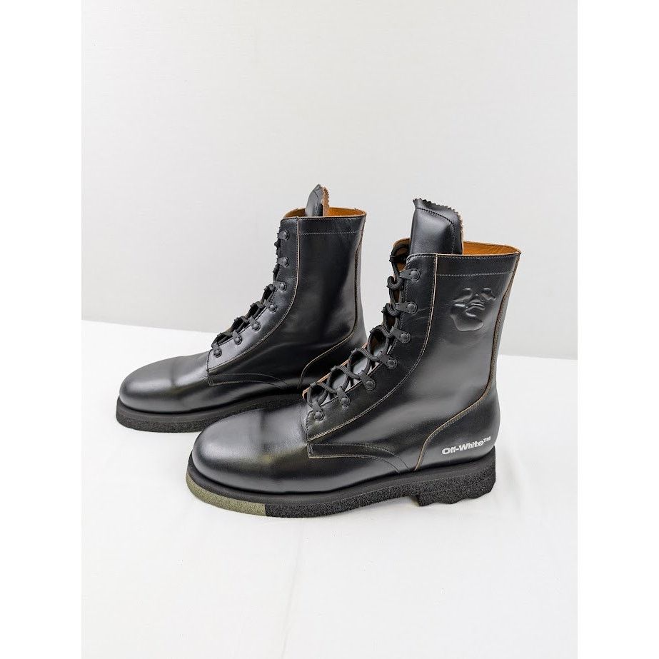 Off-White o1rshd1 Leather Sponge Combact Boots in Black Size US 12 / EU 45 - 17 Thumbnail