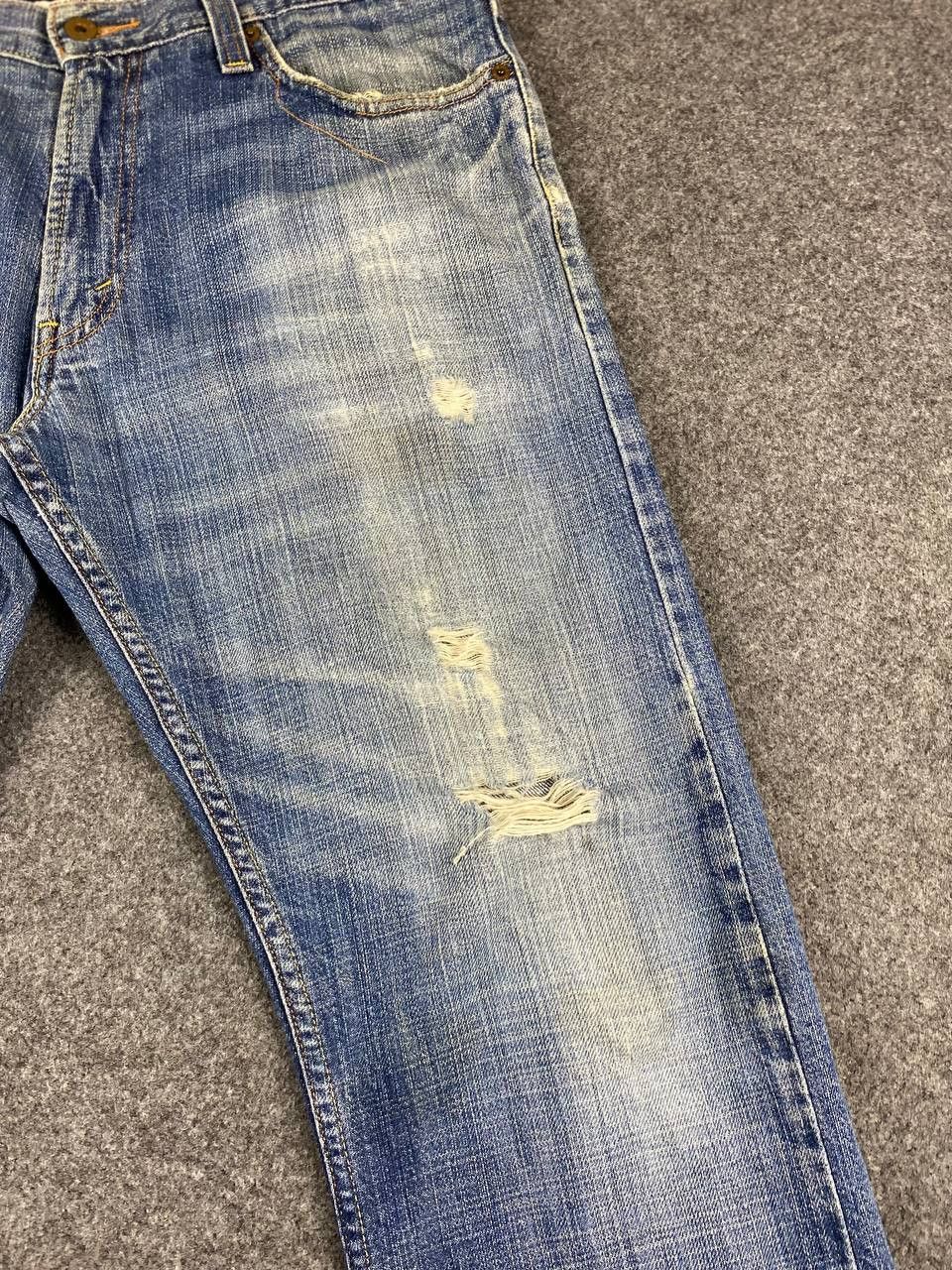 Levi's levis 514 slim straight distressed denim nice design Size US 37 - 9 Thumbnail