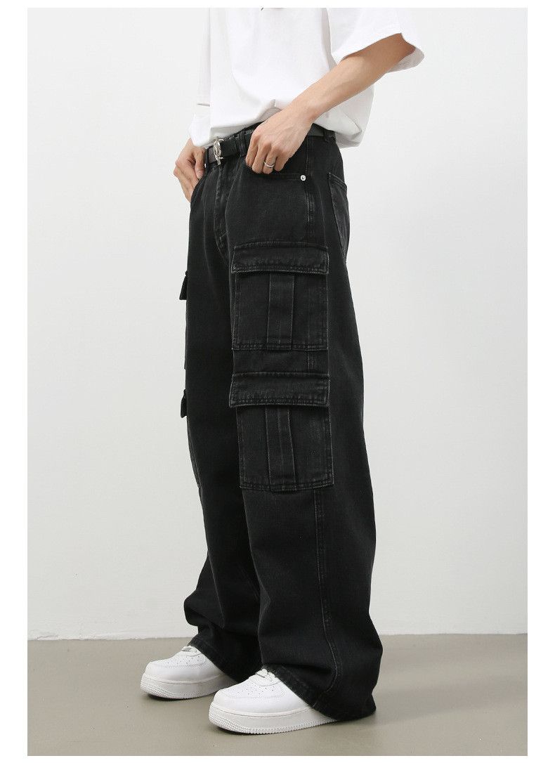 Japanese Brand America washed distressed wide-leg multi-pocket cargo jeans Size US 32 / EU 48 - 4 Thumbnail