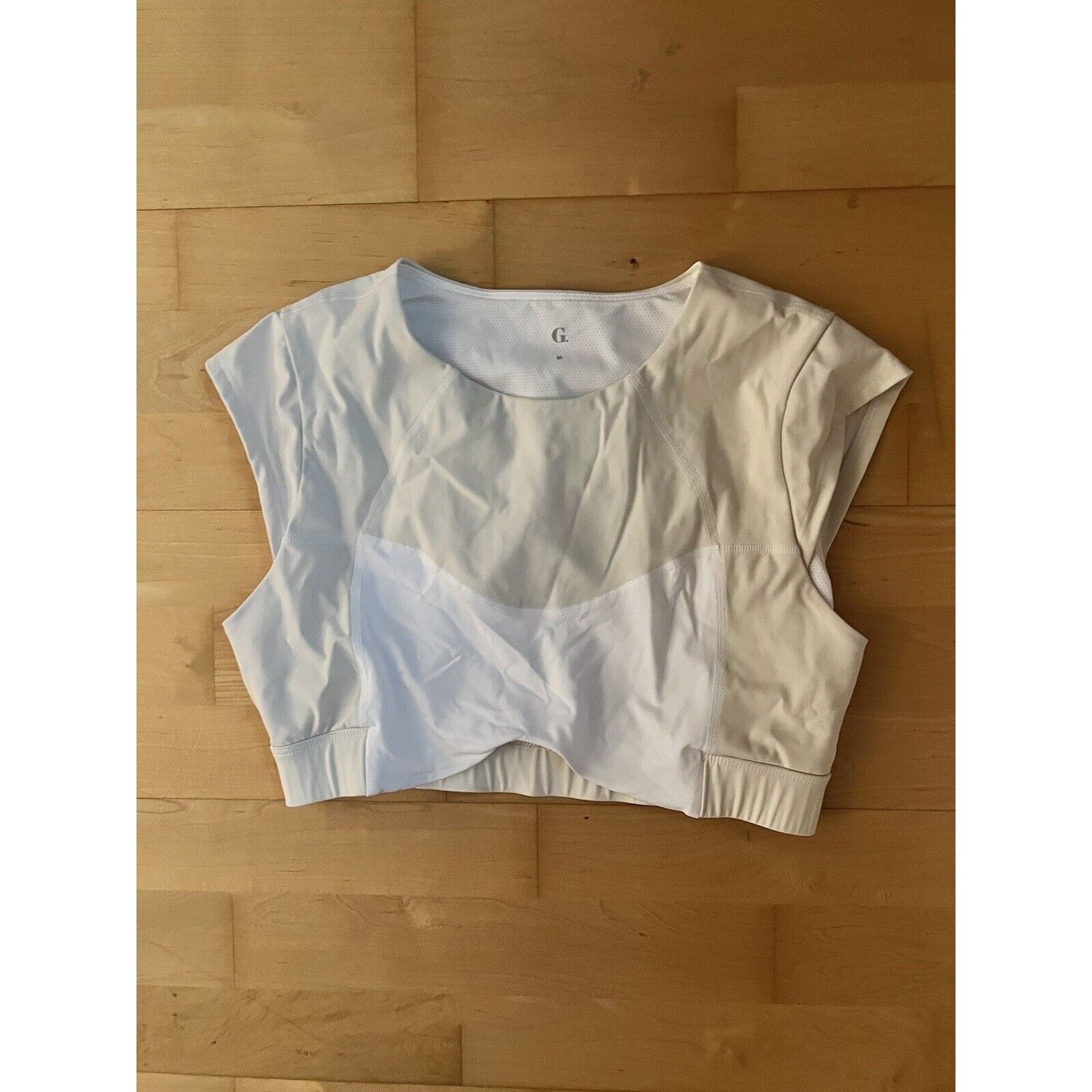 Designer Goop G. Cropped Jersey Workout Top White Beige Medium Size M / US 6-8 / IT 42-44 - 1 Thumbnail