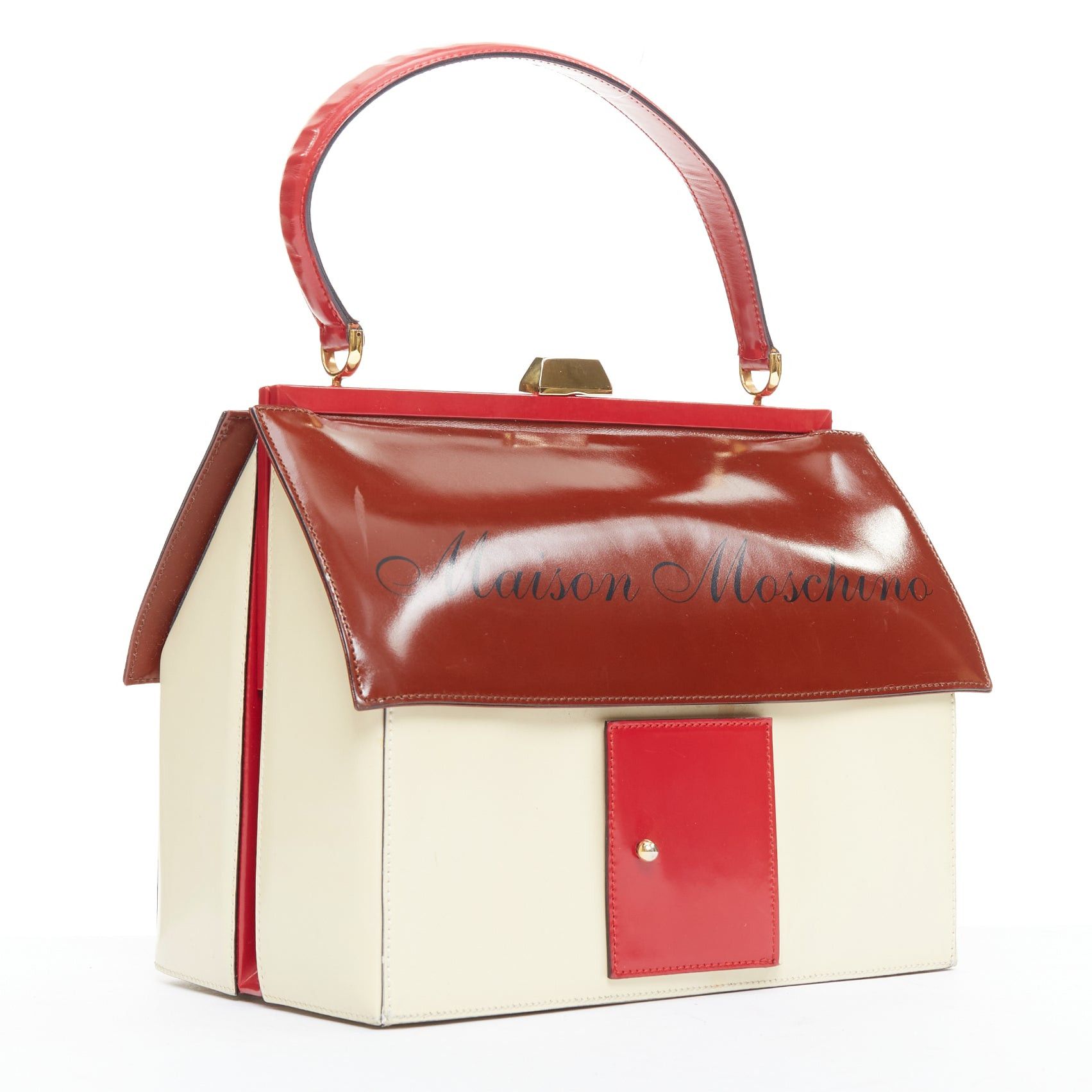 Moschino rare MOSCHINO 1990s Vintage burgundy Maison Moschino novelty House leather bag Size ONE SIZE - 1 Thumbnail