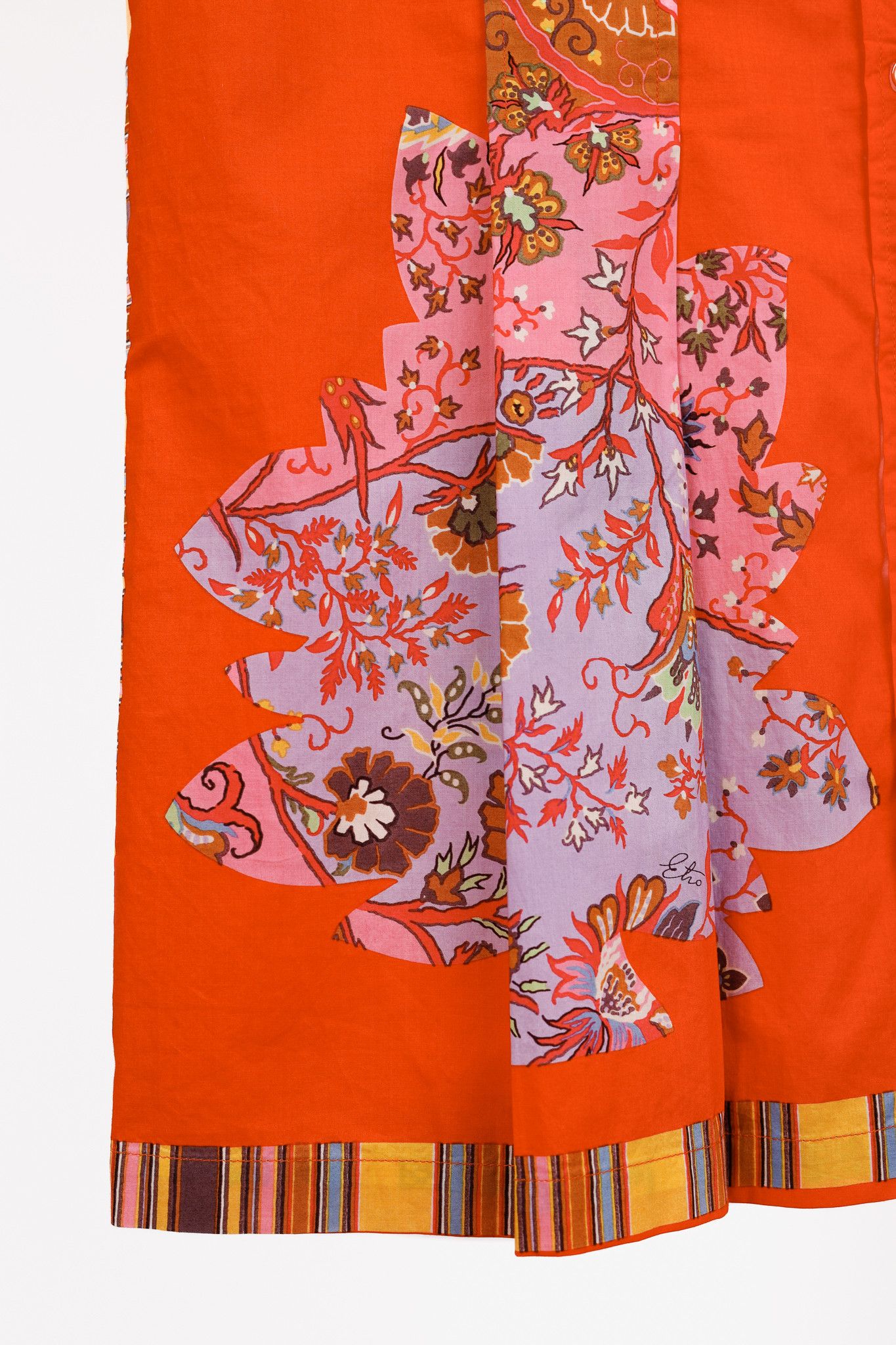 Etro Etro Vintage Orange Printed Cotton Shirt Dress Size M / US 6-8 / IT 42-44 - 8 Thumbnail