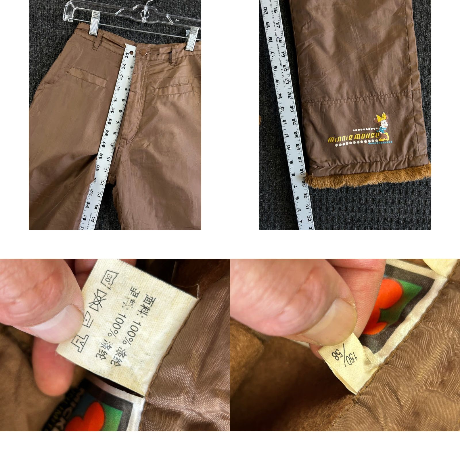 Mickey Unlimited VINTAGE Minnie Mouse Disney Mickey Flare Snow Pants Lined Fur Cuff Brown Women S Brown Snow Pants 90s y2k Disney Minnie Mouse Mens Womens Girls Size 28" / US 6 / IT 42 - 9 Thumbnail