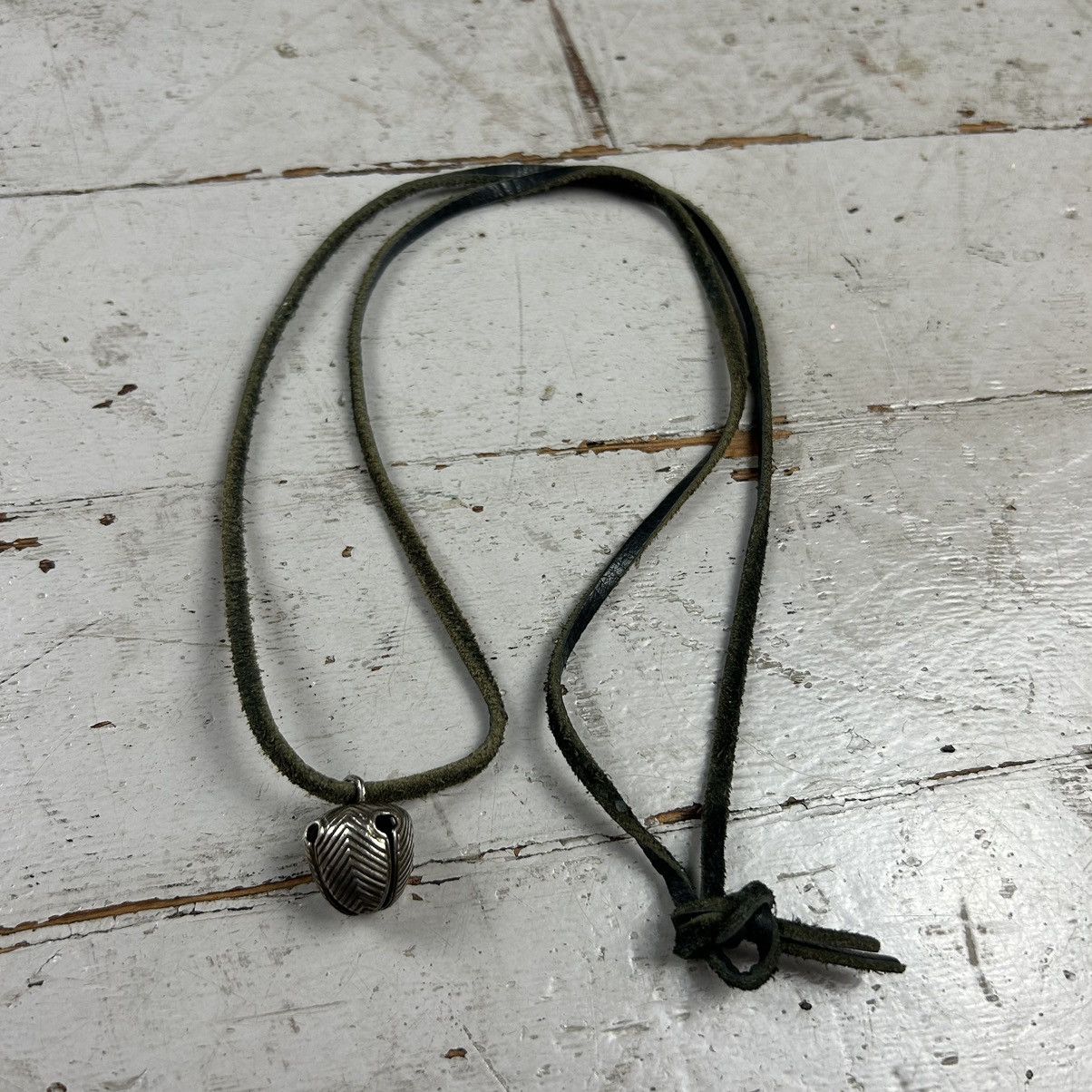 image of Undercover Ss03 Scab Leather And Bell Necklace in Black, Men's