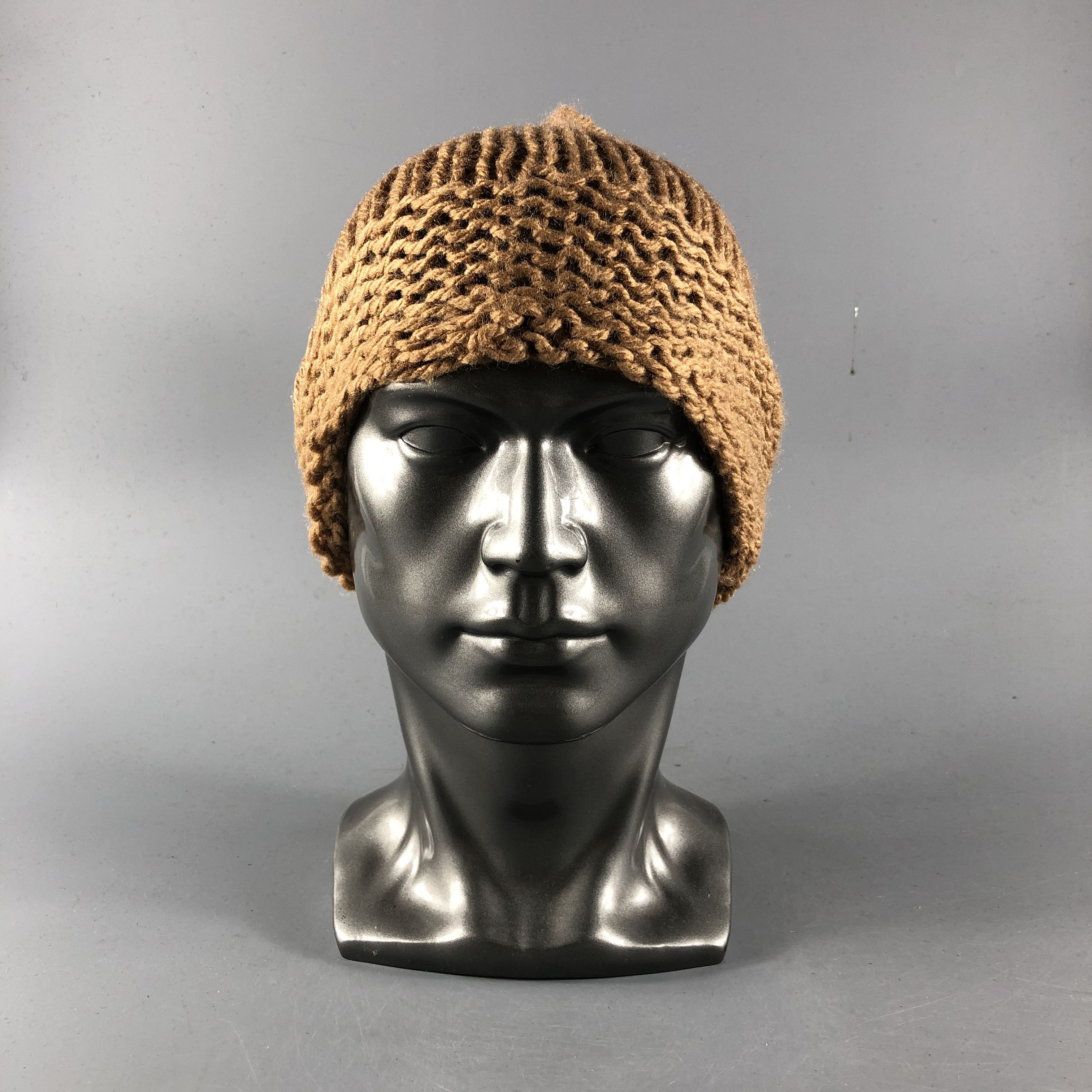 Vintage Unknown Brown Knit Bobble Beanie Snowcap Snow Hat B1063 Size ONE SIZE - 2 Thumbnail