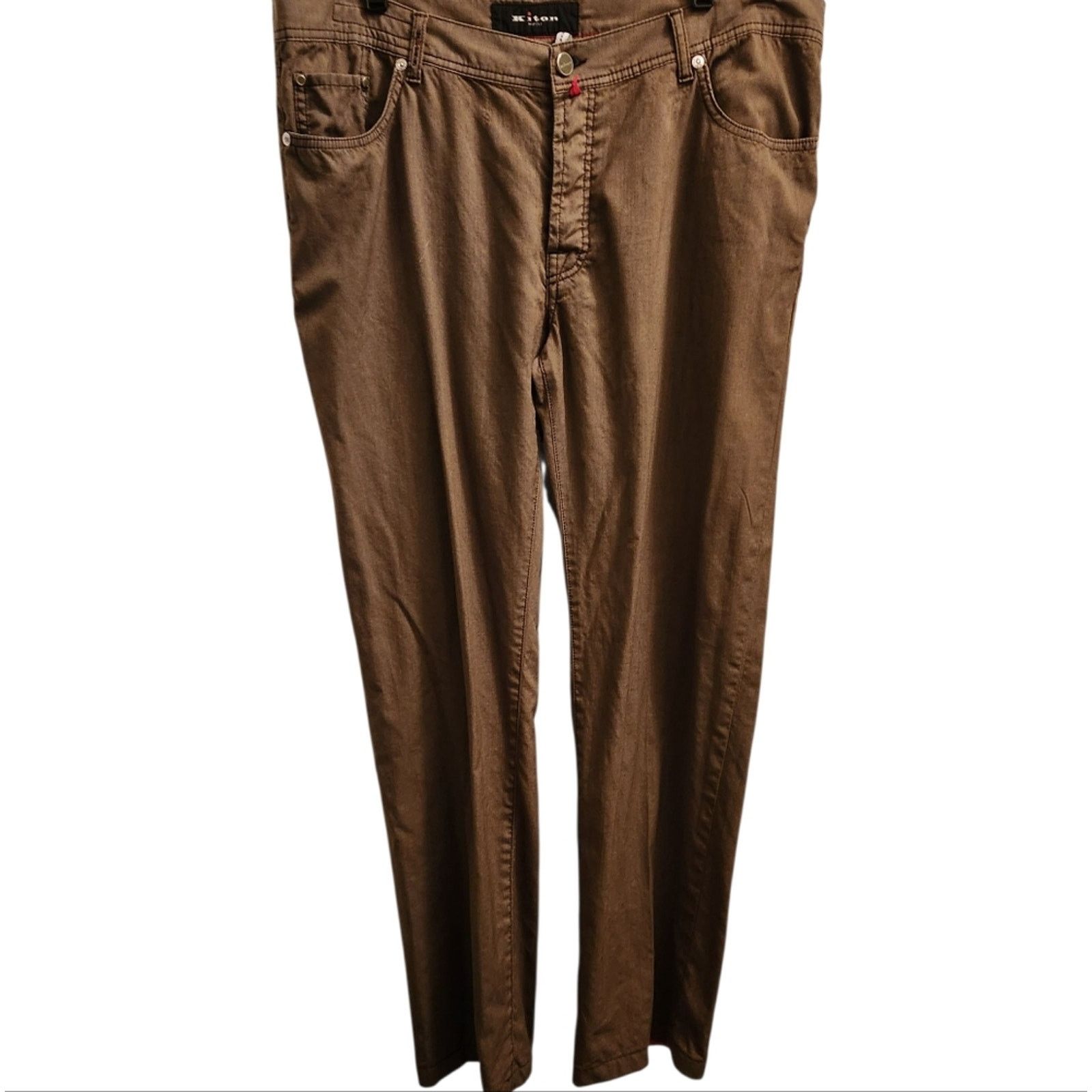 Kiton Kiton Brown Chinos Classic Olive Cotton Pants 42 Size US 26 / EU 42 - 1 Thumbnail