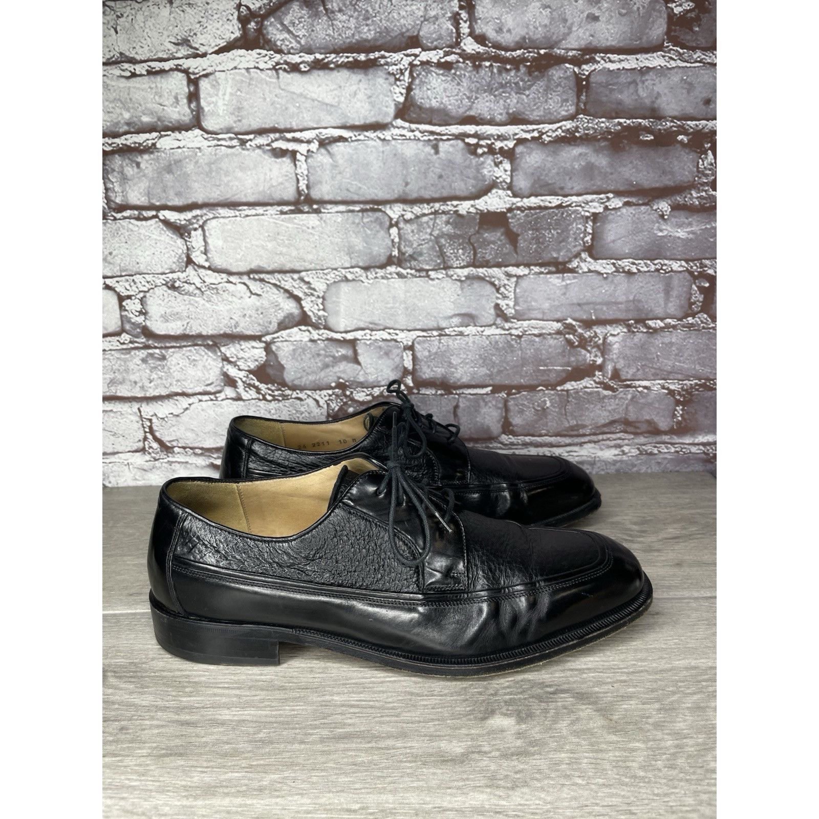 Johnston & Murphy Johnston & Murphy Black Leather Square Toe Italy Dress Shoe Size US 10 / EU 43 - 17 Thumbnail