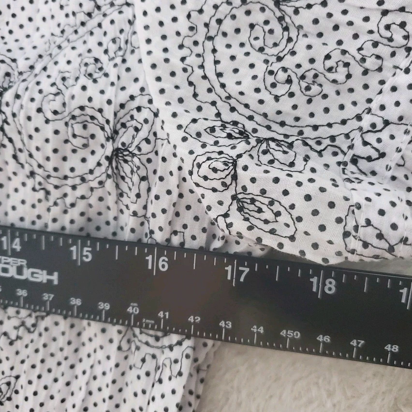 Vintage MacDougal & Houston Top Women L White Black Polka Dot Floral Embroidered Ruffle Button-Up Short Sleeve Collared Size L / US 10 / IT 46 - 7 Thumbnail
