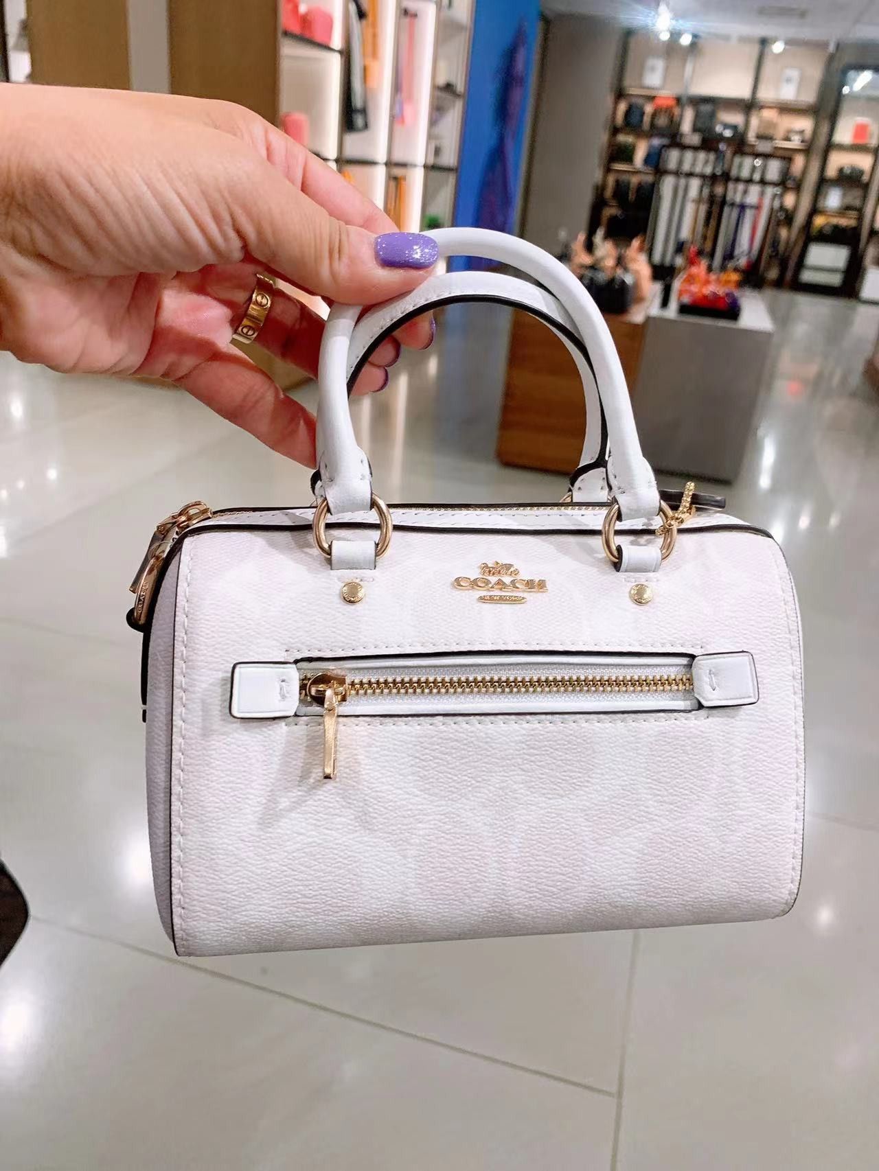 image of NWT Coach Mini Rowan Crossbody In Signature Canvas in White, Women's