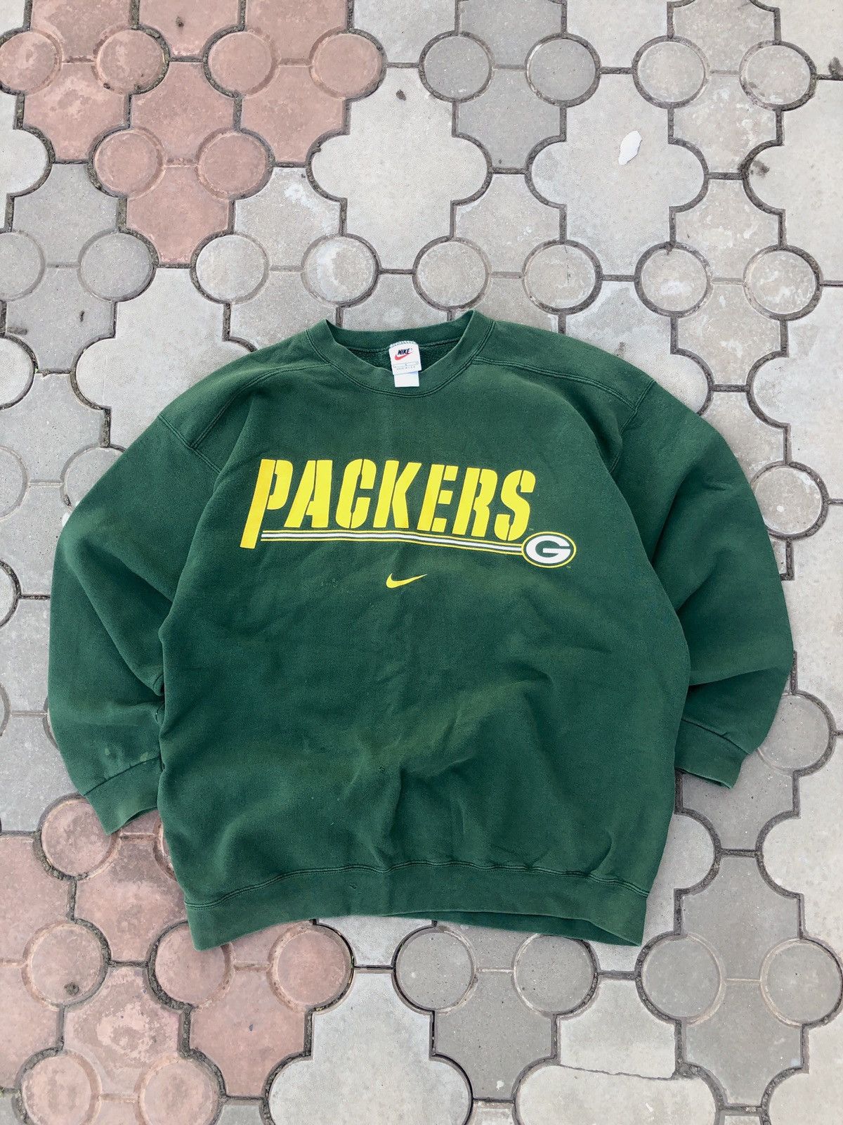 Nike × Vintage Vintage Y2K Nike Packers Center Swoosh Sweatshirt Size US L / EU 52-54 / 3 - 1 Thumbnail