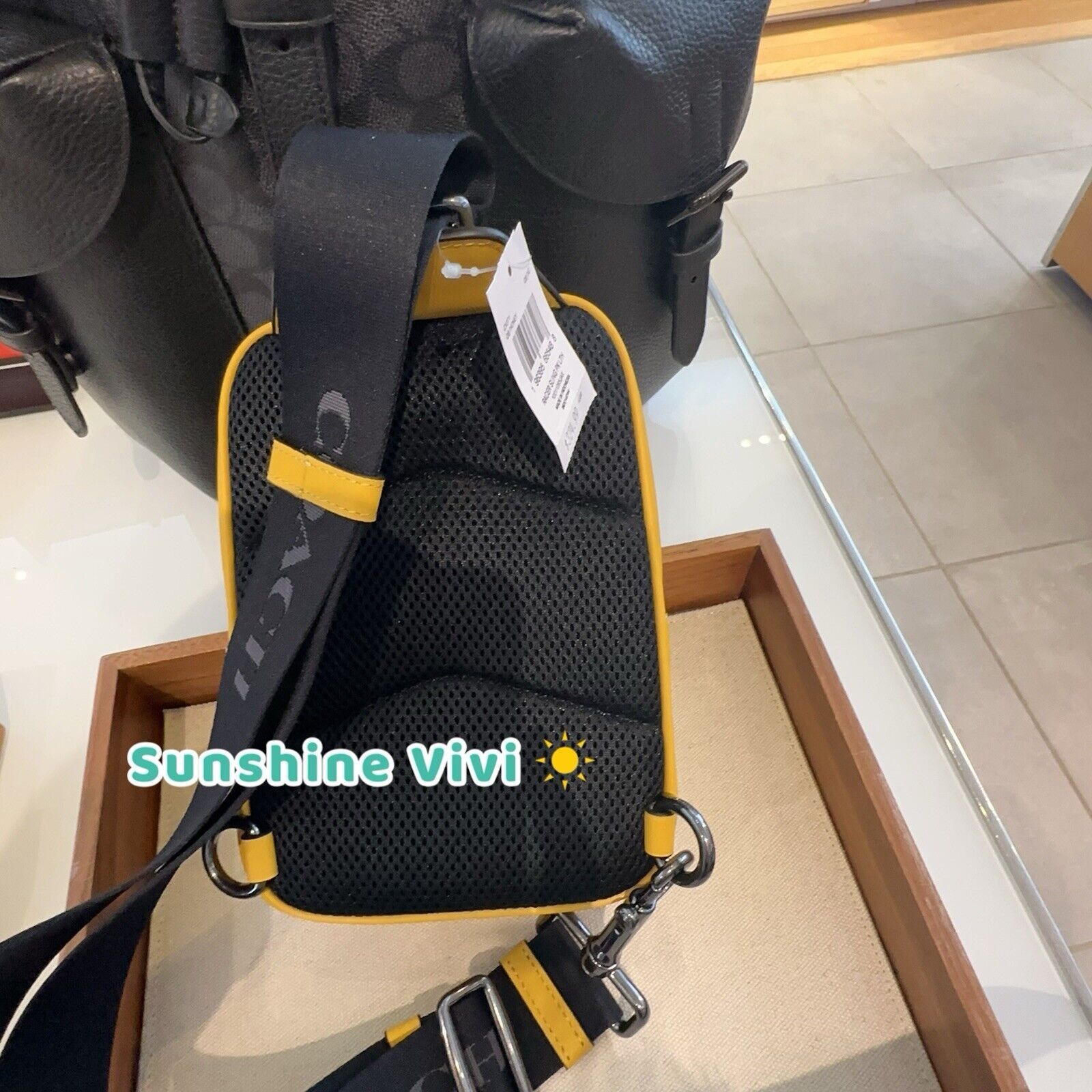 Coach NWT COACH CX071 Racer Sling Pack Bag Gunmetal/Honey Yellow Size ONE SIZE - 7 Thumbnail
