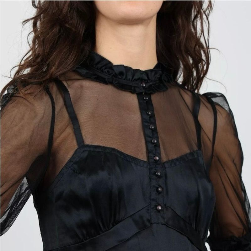 Marc Jacobs Marc Jacobs 100% Silk Black Mesh Neck Mini Dress sz 2 Size XS / US 0-2 / IT 36-38 - 2 Thumbnail