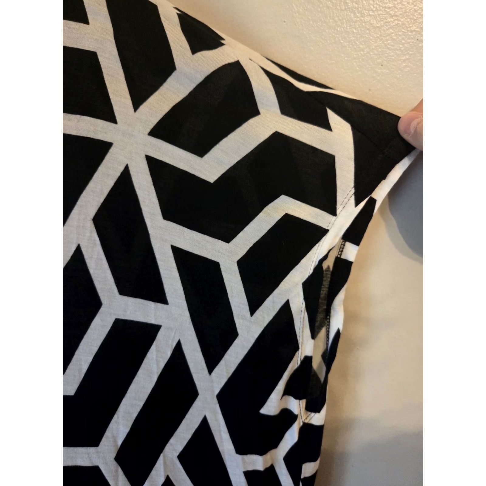 Vintage Ellos Black White Abstract Geometric Tunic Top Oversized 2X Women Size XXL / US 16-18 / IT 52-54 - 5 Thumbnail