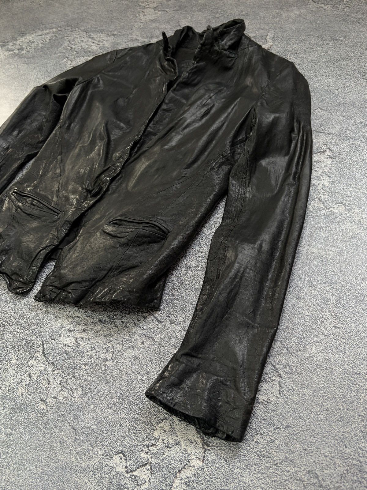 Allsaints AllSaints Black Distressed Avant-Garde Leather Blazer UK 6 Size XS / US 0-2 / IT 36-38 - 5 Thumbnail