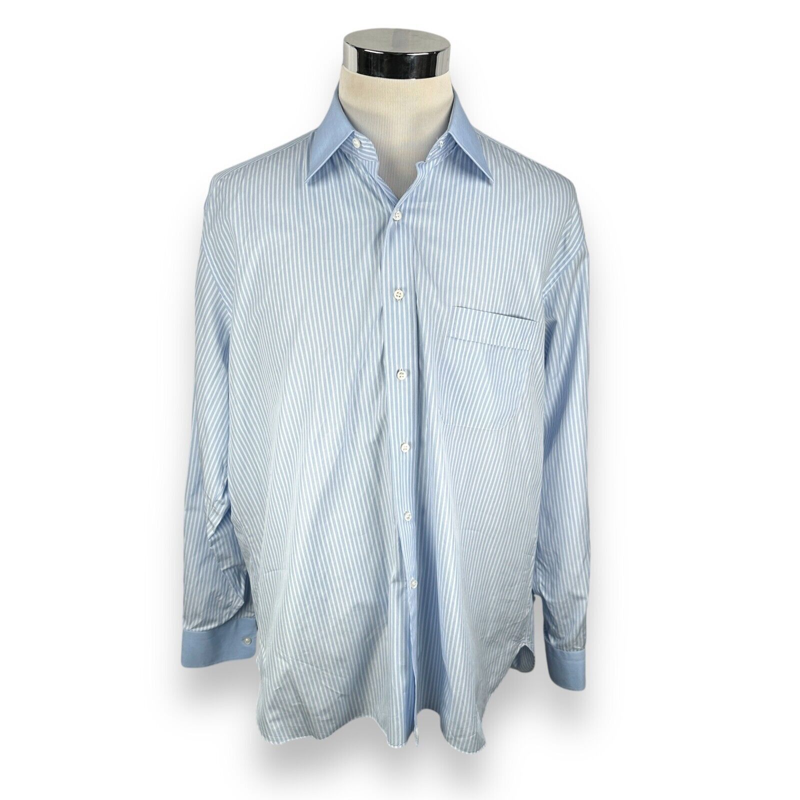 The Unbranded Brand Marol Bologna Dress Shirt Mens 43 17 Blue White Striped Size US L / EU 52-54 / 3 - 1 Thumbnail