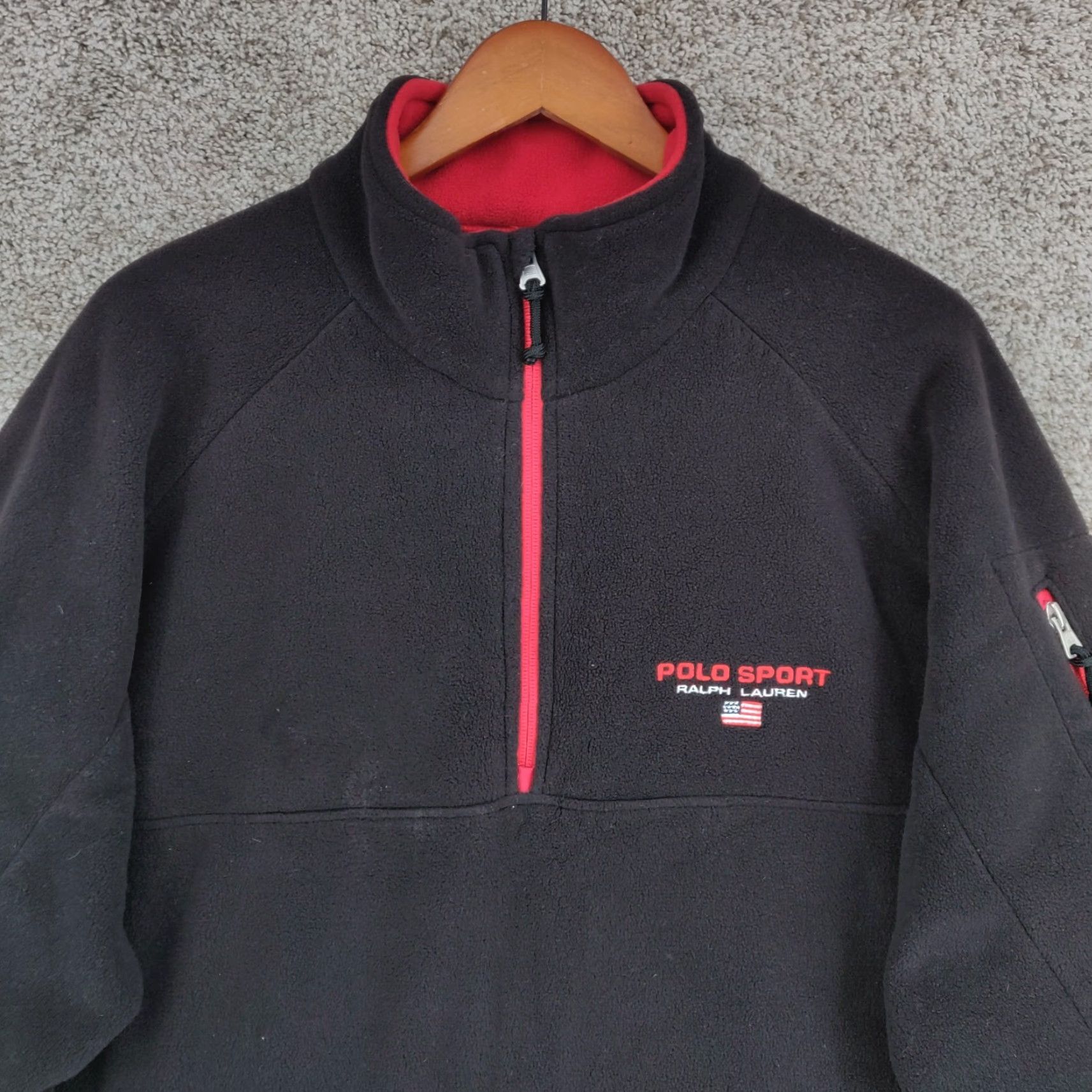 Polo Ralph Lauren VINTAGE Polo Ralph Lauren Pullover Sweatshirt Mens XL Black Mock Neck 1/4 Zip Fleece Thermal Logo Pockets USA Size US XL / EU 56 / 4 - 2 Thumbnail