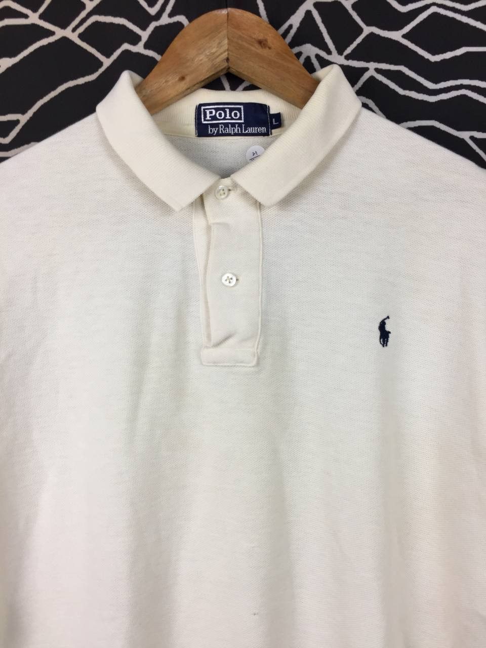 Polo Ralph Lauren Vtg Polo Ralph Lauren Small Logo Cream Pique Polo Shirt Size US L / EU 52-54 / 3 - 3 Thumbnail