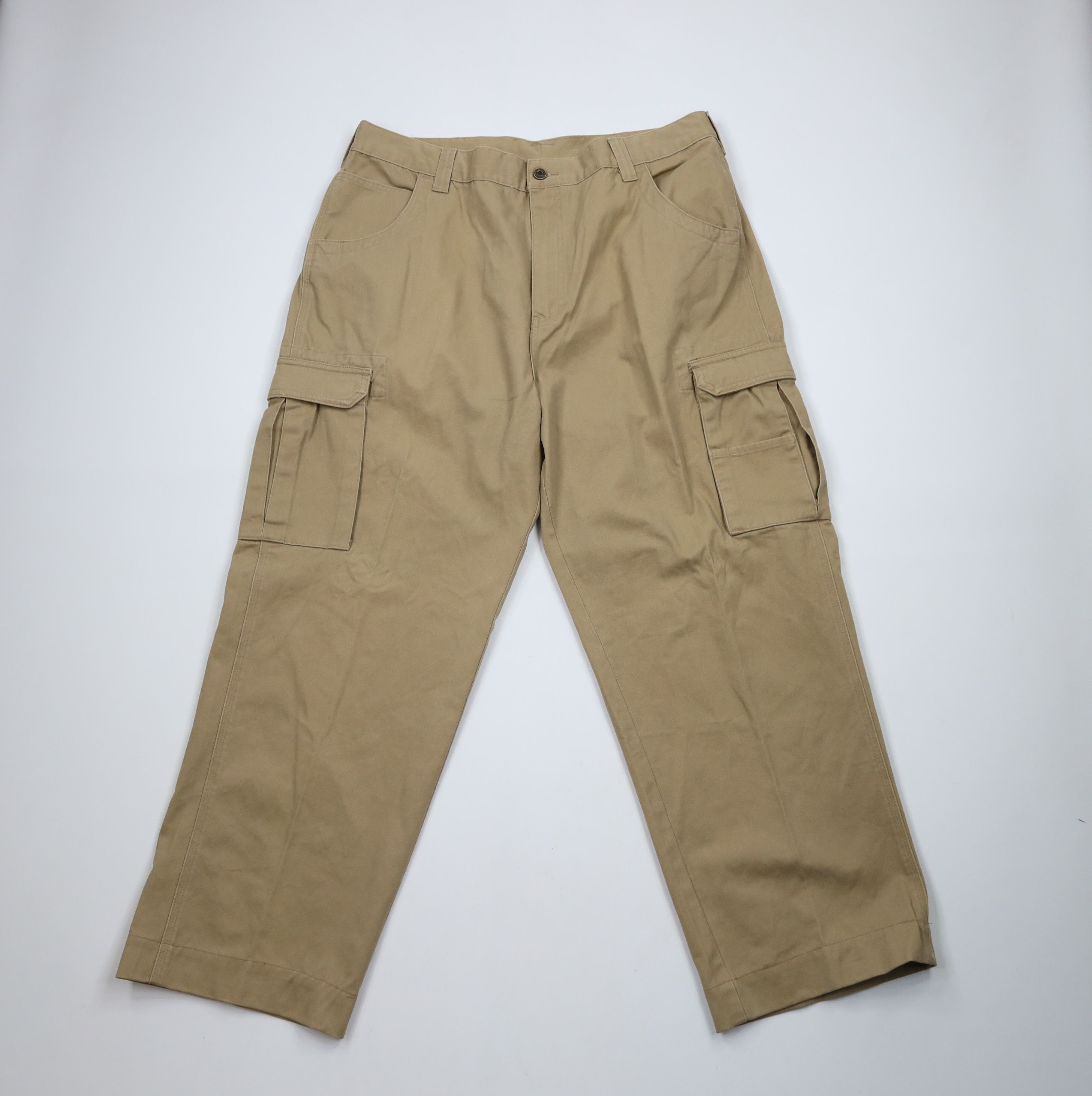 Cabelas × Vintage Vintage 90s Cabelas Wide Leg Cargo Pants Brown Cotton Size US 38 / EU 54 - 1 Thumbnail