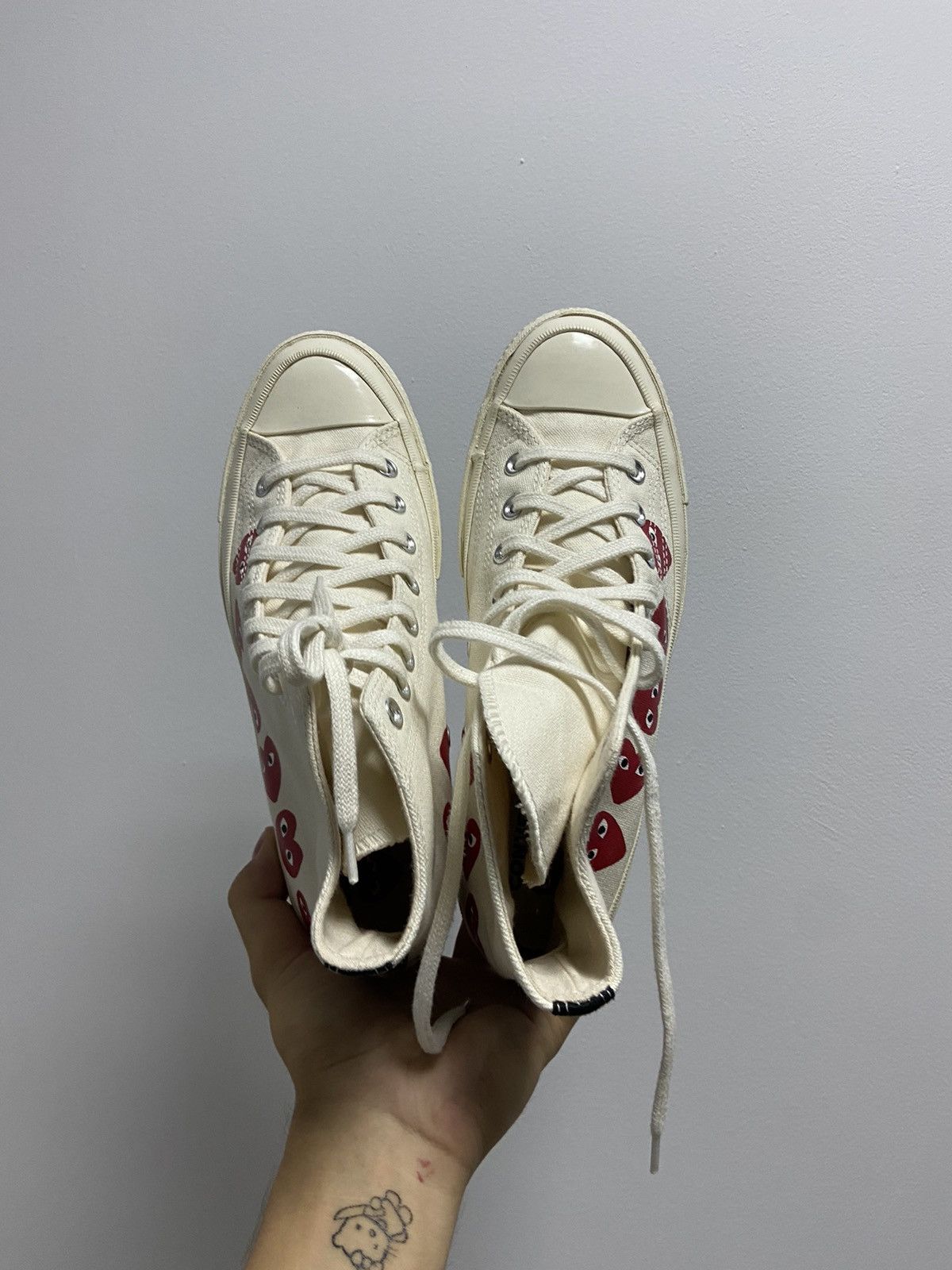 Comme des Garcons PLAY × Converse × Vintage Play Come Des Garcons Converse Unisex Vintage HiTop Sneakers Size US 8.5 / EU 41-42 - 10 Thumbnail