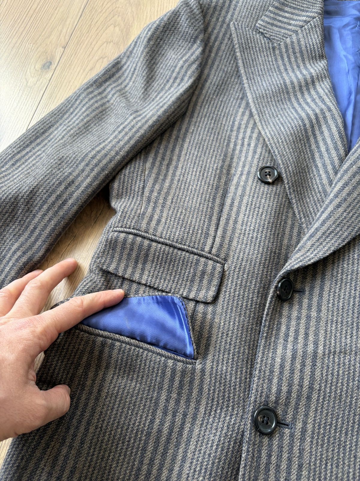 Lardini Gabriele Pasini Striped Brown/Gray Double Breasted Suit Size 48R - 5 Thumbnail