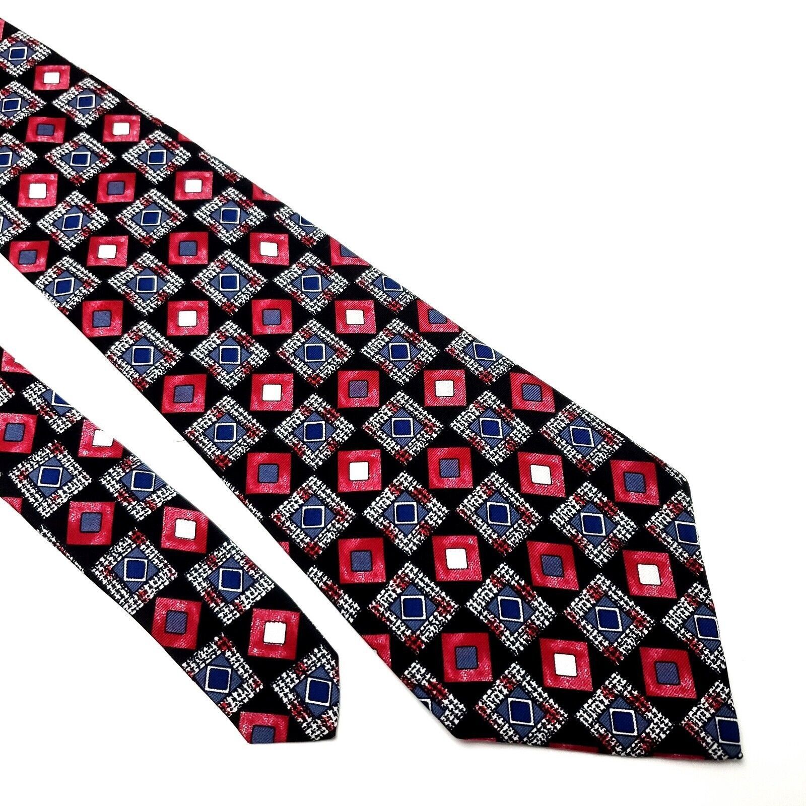 Arrow Arrow Silk Tie Print Black Red Geometric Short Wide Size ONE SIZE - 1 Thumbnail