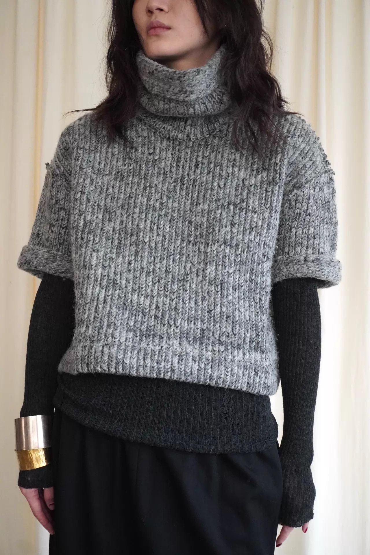 Y's Y's 2000s Short-Sleeve Turtleneck Chunky Knit Top M Size M / US 6-8 / IT 42-44 - 4 Thumbnail