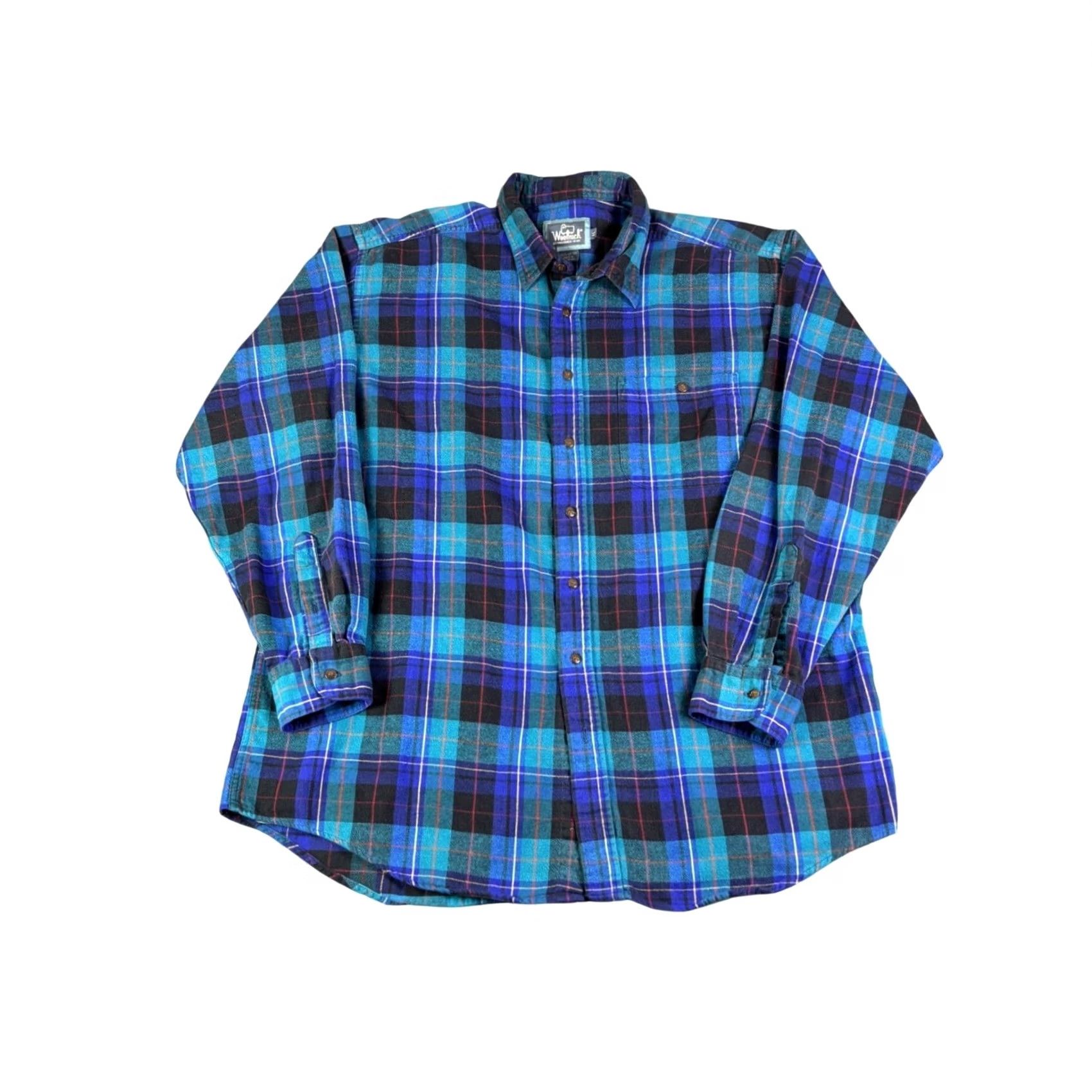 Vintage Woolrich Shirt Plaid Flannel Button-Up Long Sleeve Cotton Men XL Blue Black Casual Cardigan Not Included Size US XL / EU 56 / 4 - 2 Thumbnail