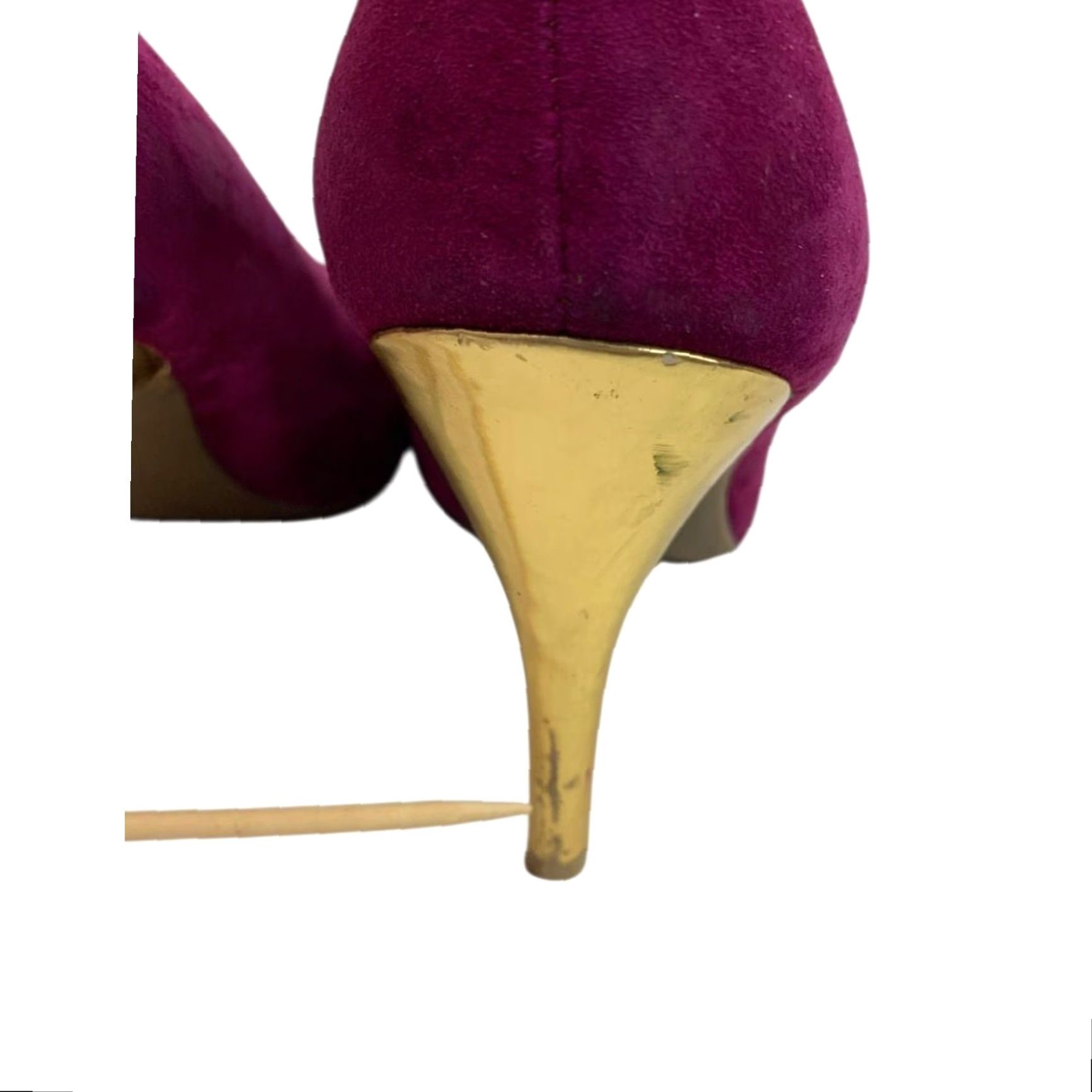 Jessica Simpson Jessica Simpson Womens Oscar Purple Faux Suede Heels 7.5 Pump Gold Flaws Red 4" Heel Womens Size US 8 / IT 38 - 5 Thumbnail