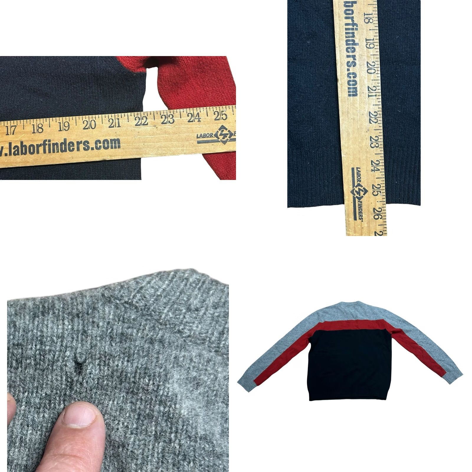 Express Express Black - Red 100% Lambs Wool Men XL Pullover Long Sleeve Sweater Shirt Knit Logo Pattern Striped Cable Woolen Crew Neck Fall Winter Mens Size US XL / EU 56 / 4 - 8 Thumbnail