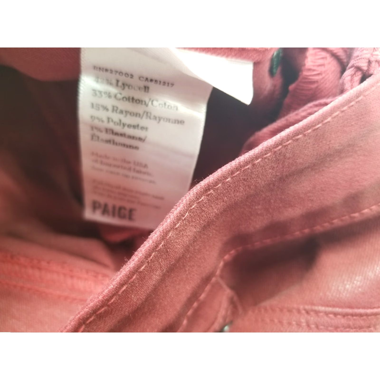 Paige Paige Jeans Women's Regular Slim Size 24 Red Biker 5-Pocket Denim Zip Pockets Stretch Made In USA Size 42" / US 20 - 7 Thumbnail