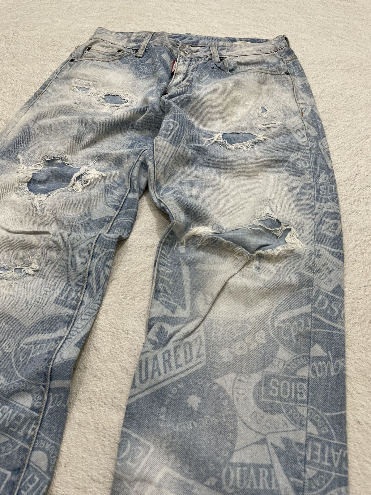 Hysteric Glamour 2000s Dsquared Distressed Denim Full Print Y2K Size US 31 - 2 Thumbnail