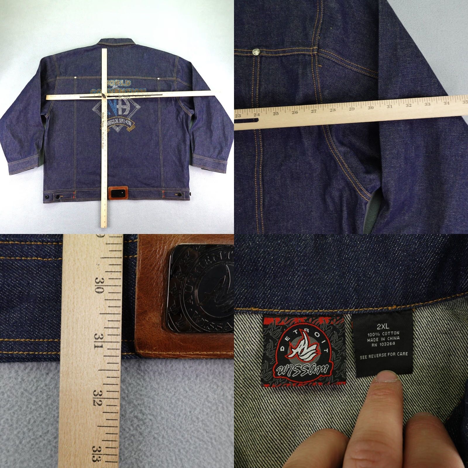 Vintage VINTAGE Al Wissam Denim Jacket Mens 2XL Blue Casual Hip Hop Art Music Overcoat Size US XXL / EU 58 / 5 - 8 Thumbnail