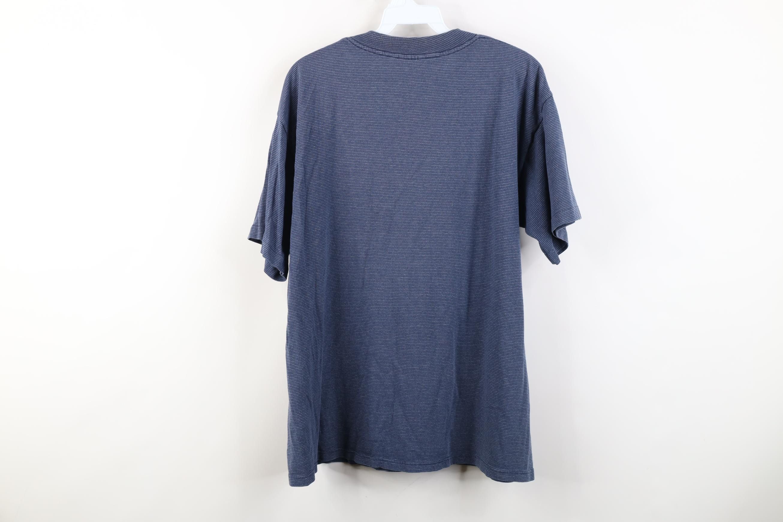 Vintage Vintage 90s Striped Genoa Ohio Short Sleeve T-Shirt Blue USA Size US L / EU 52-54 / 3 - 8 Thumbnail
