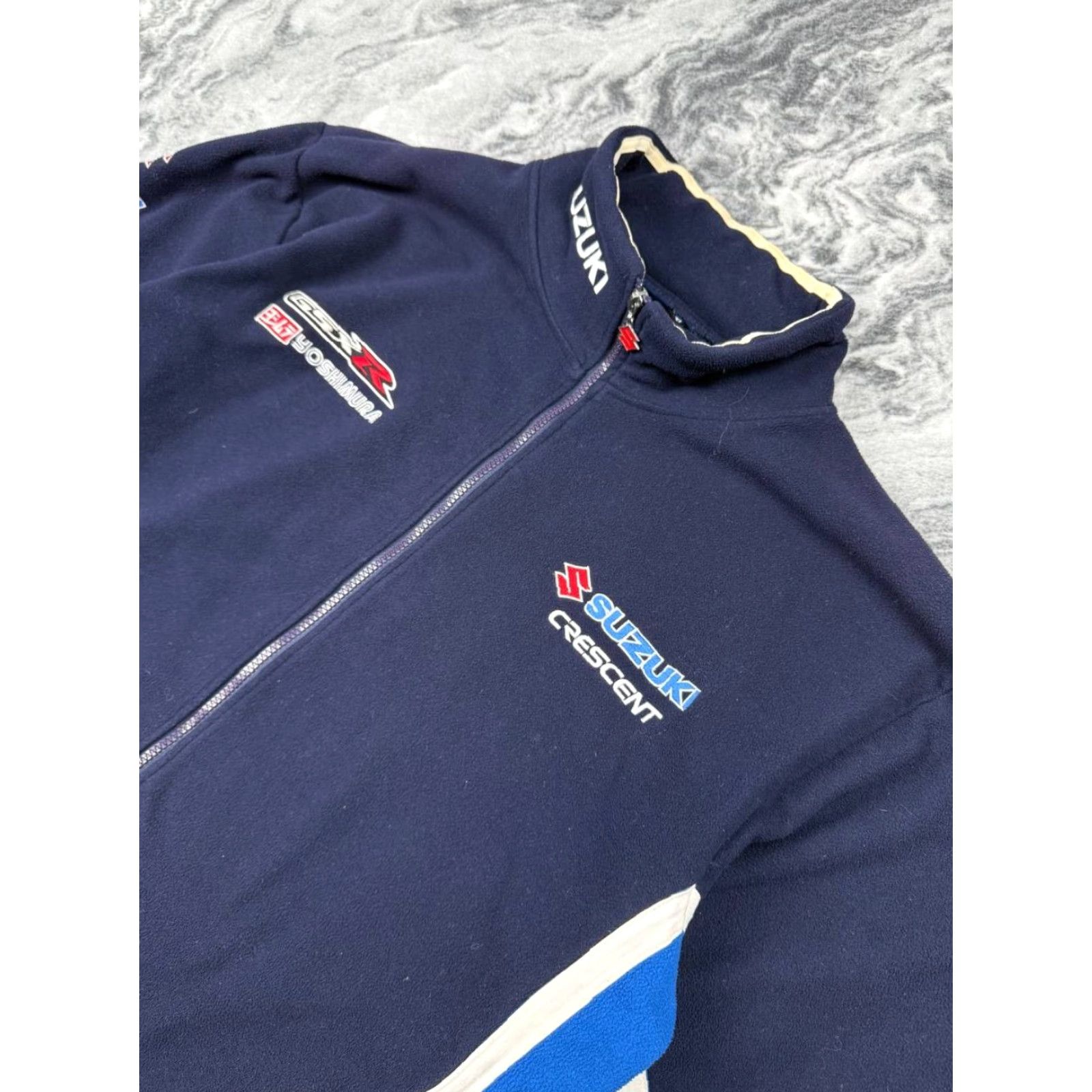 Vintage VINTAGE Suzuki Racing Fleece Jacket 90s Big Logo Men XL Blue Jacket Size US XL / EU 56 / 4 - 4 Thumbnail